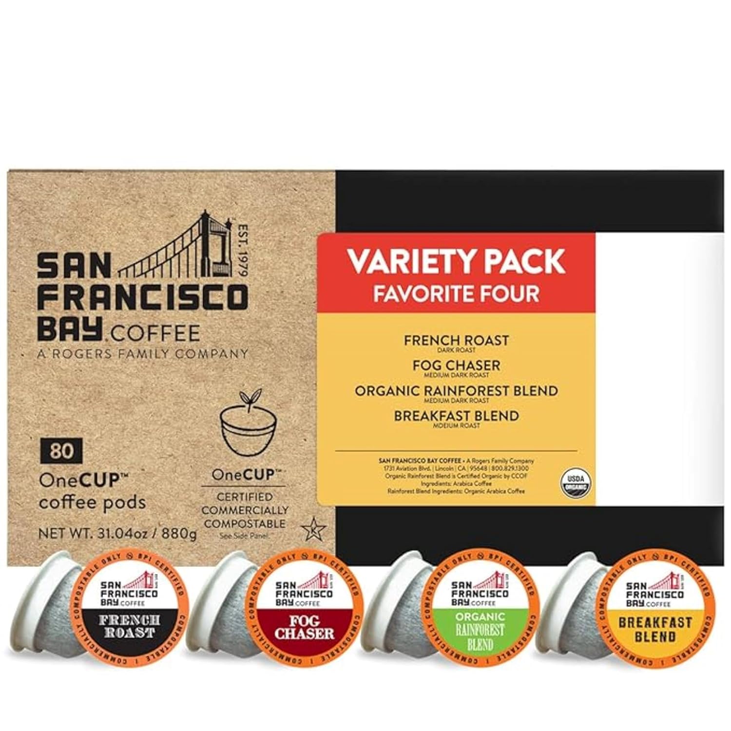 San Francisco Bay Compostable Coffee Pods - French Roast (80 Ct) K Cup Compatible including Keurig 2.0, Dark Roast
