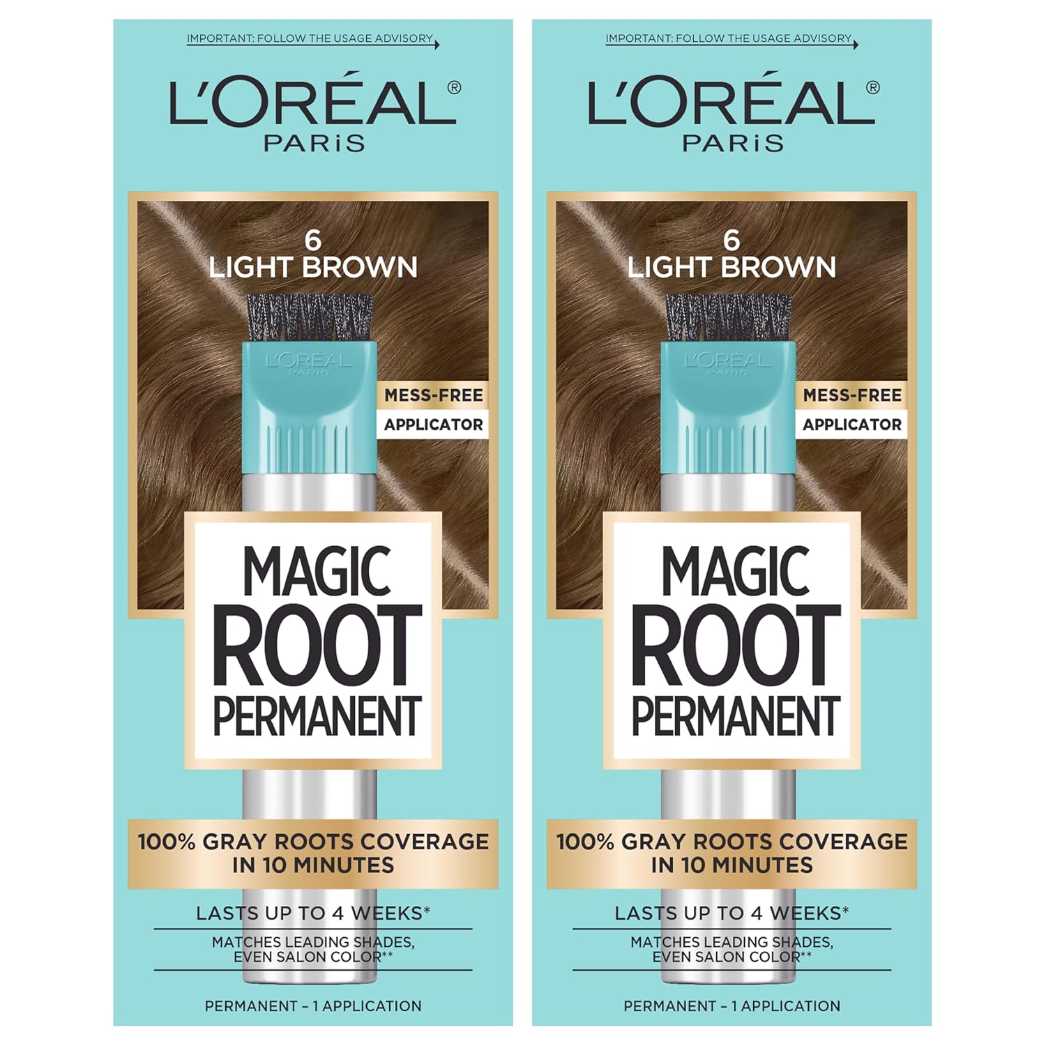 L'Oreal Paris Magic Root Rescue 10 Minute Root Hair Coloring Kit, Permanent Color with Quick Precision Applicator, 100 percent Gray Coverage, 4 Dark Brown, 1 kit (Packaging May Vary)