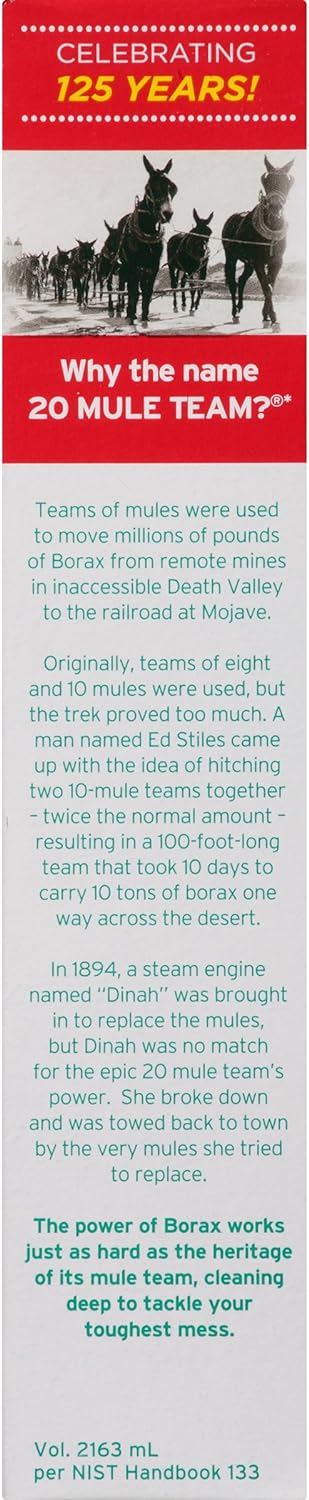 20 Mule Team All Natural Borax Detergent Booster & Multi-Purpose Household Cleaner, 65 Ounce, 4 Count