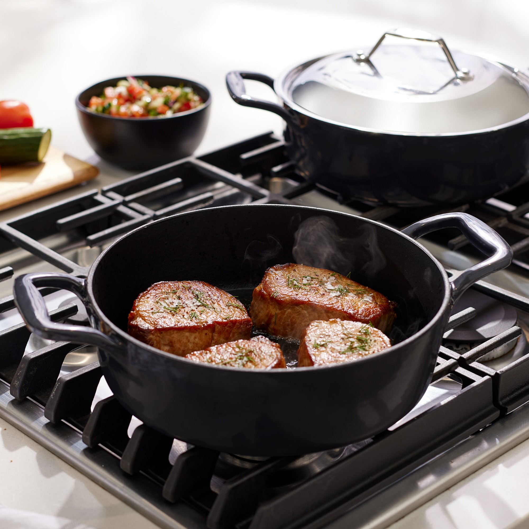 All-Clad Enameled Cast Iron Braiser with Trivet, 4-Qt.