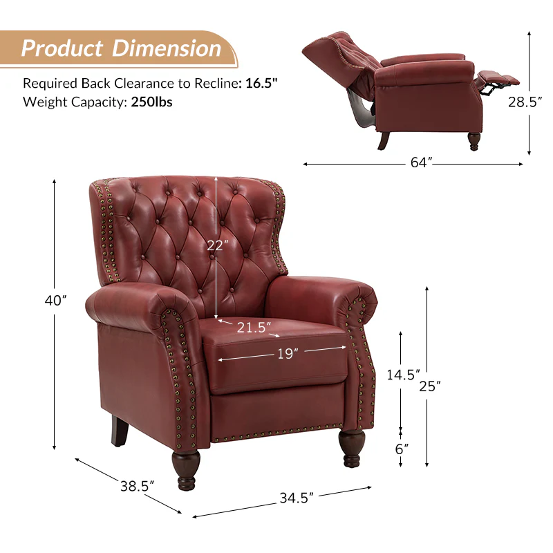 Gabrielle Genuine Leather Oversized Recliner