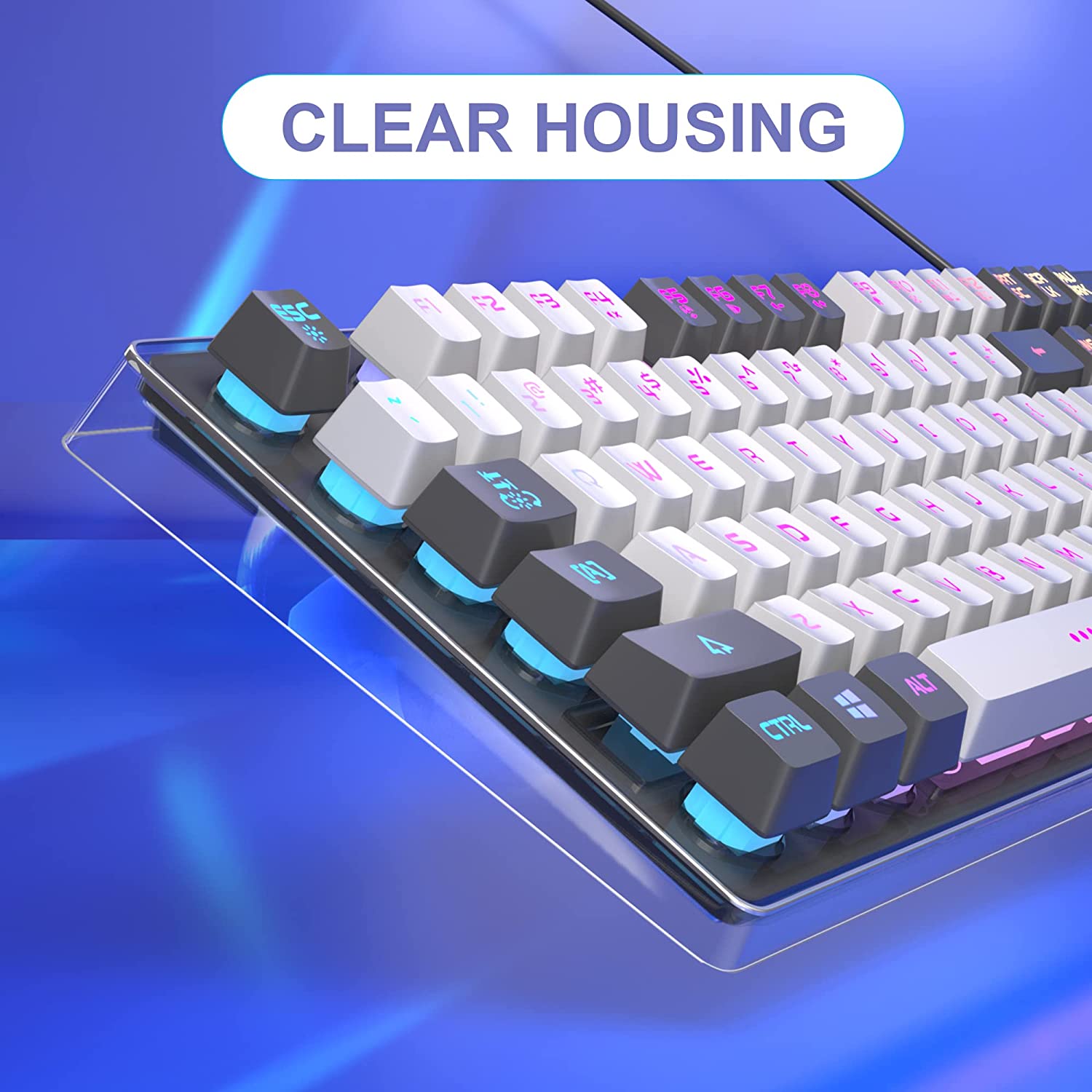 Gaming Keyboard and Mouse Combo, K1 RGB LED Backlit Keyboard with 104 Key Computer PC Gaming Keyboard for PC/Laptop(White)