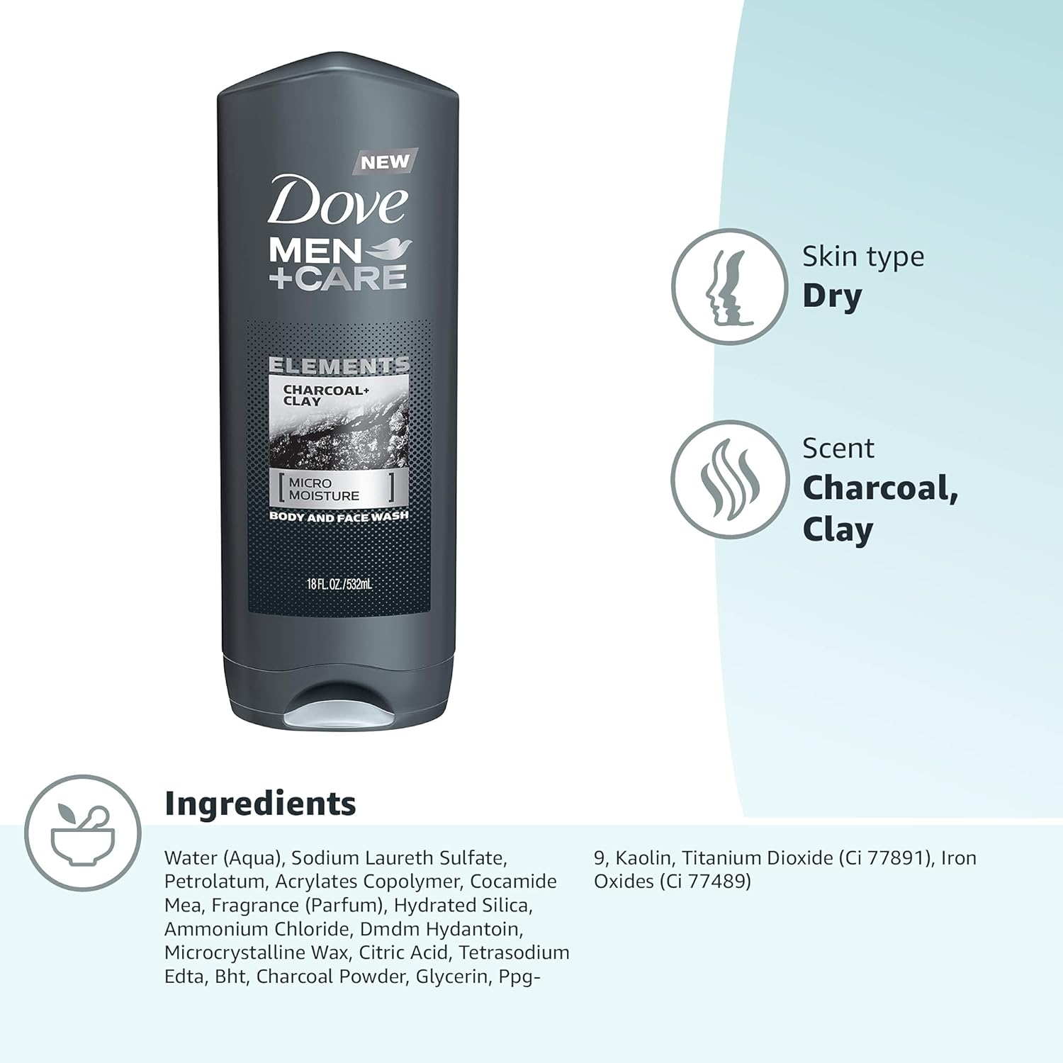 Dove Men+Care Body Wash Extra Fresh 4 Count for Men's Skin Care Body Wash Effectively Washes Away Bacteria While Nourishing Your Skin 18 oz