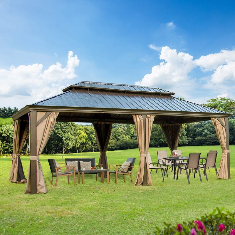 Calaro 19.5 Ft. W x 11 Ft. D Galvanized Steel Patio Gazebo