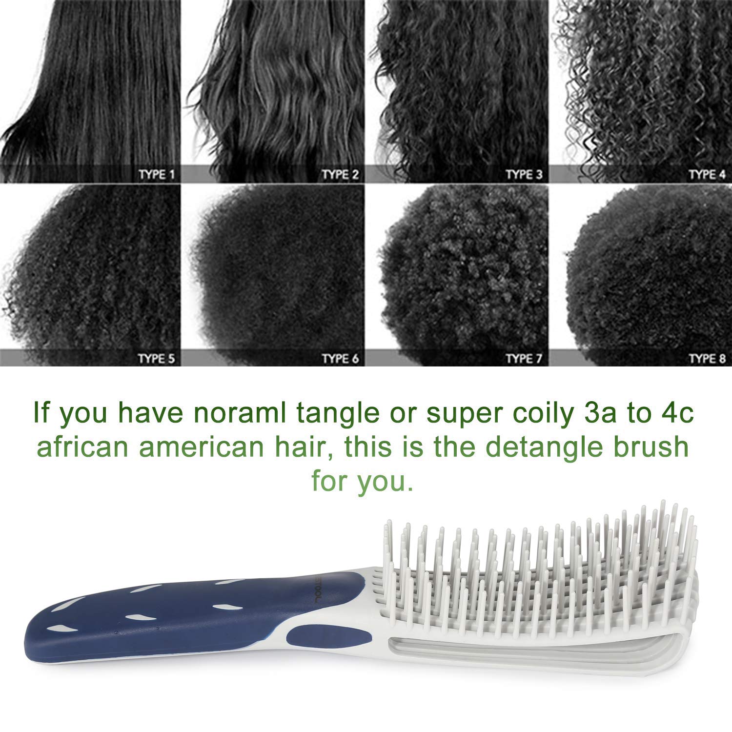 BESTOOL Hair Brush, Detangling Brush for Natural Black and Curly Hair (Pink, Afro 3/4abc), Ideal for Wet or Dry Hair