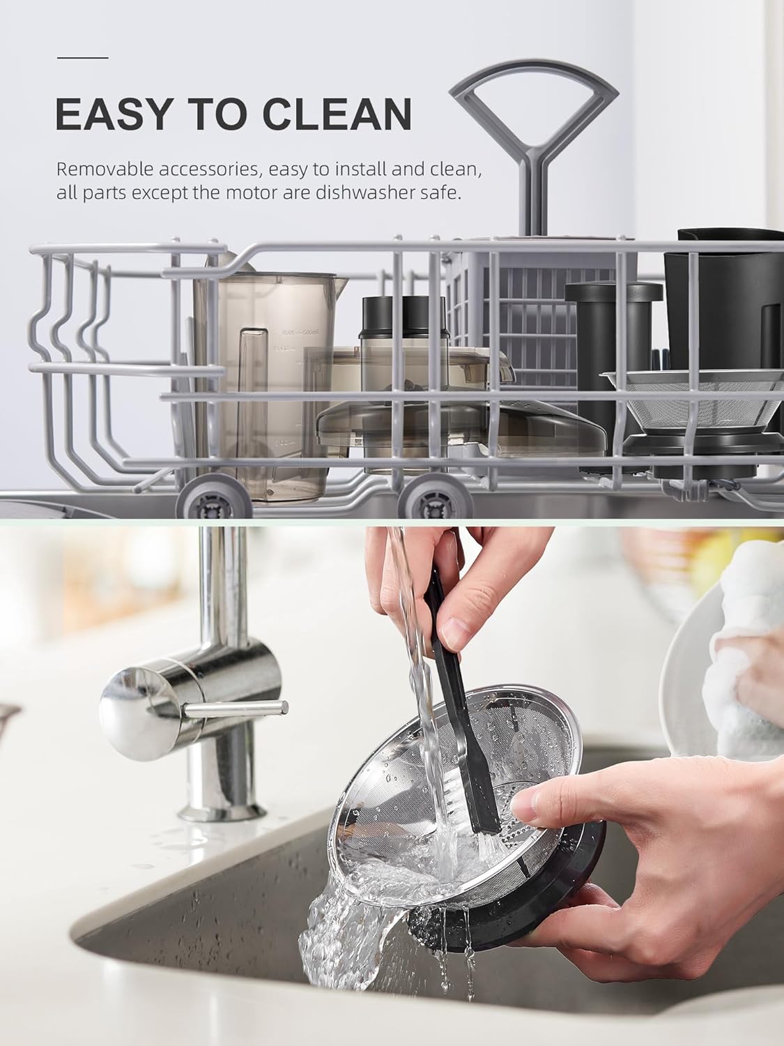 Qcen Juicer Machine, 800W Centrifugal Juicer Extractor with Wide Mouth 3” Feed Chute for Fruit Vegetable, Easy to Clean, Stainless Steel, BPA-free (Black)