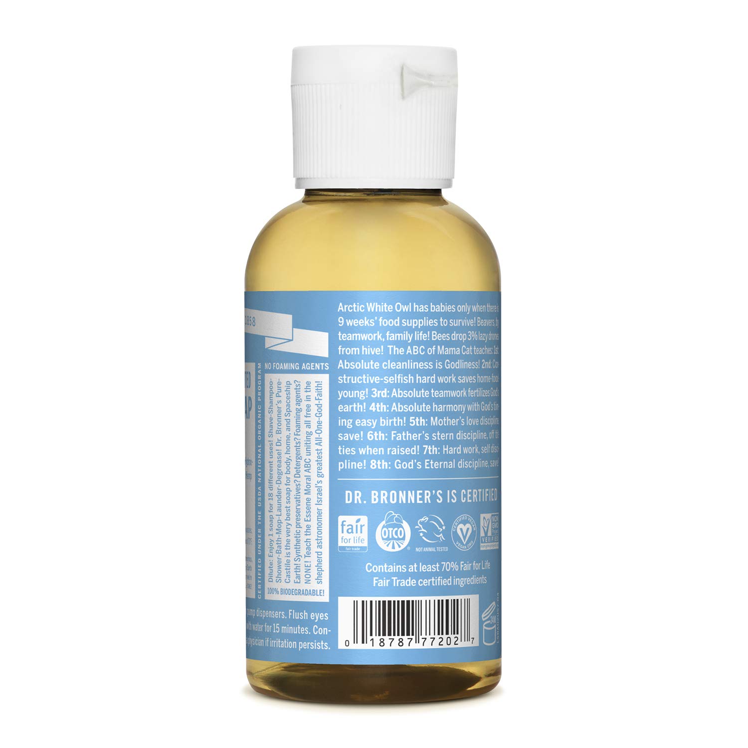 Dr. Bronner's - Pure-Castile Liquid Soap (Baby Unscented, 8 Ounce) - Made with Organic Oils, 18-in-1 Uses: Face, Hair, Laundry, Dishes, For Sensitive Skin, Babies, No Added Fragrance, Vegan, Non-GMO