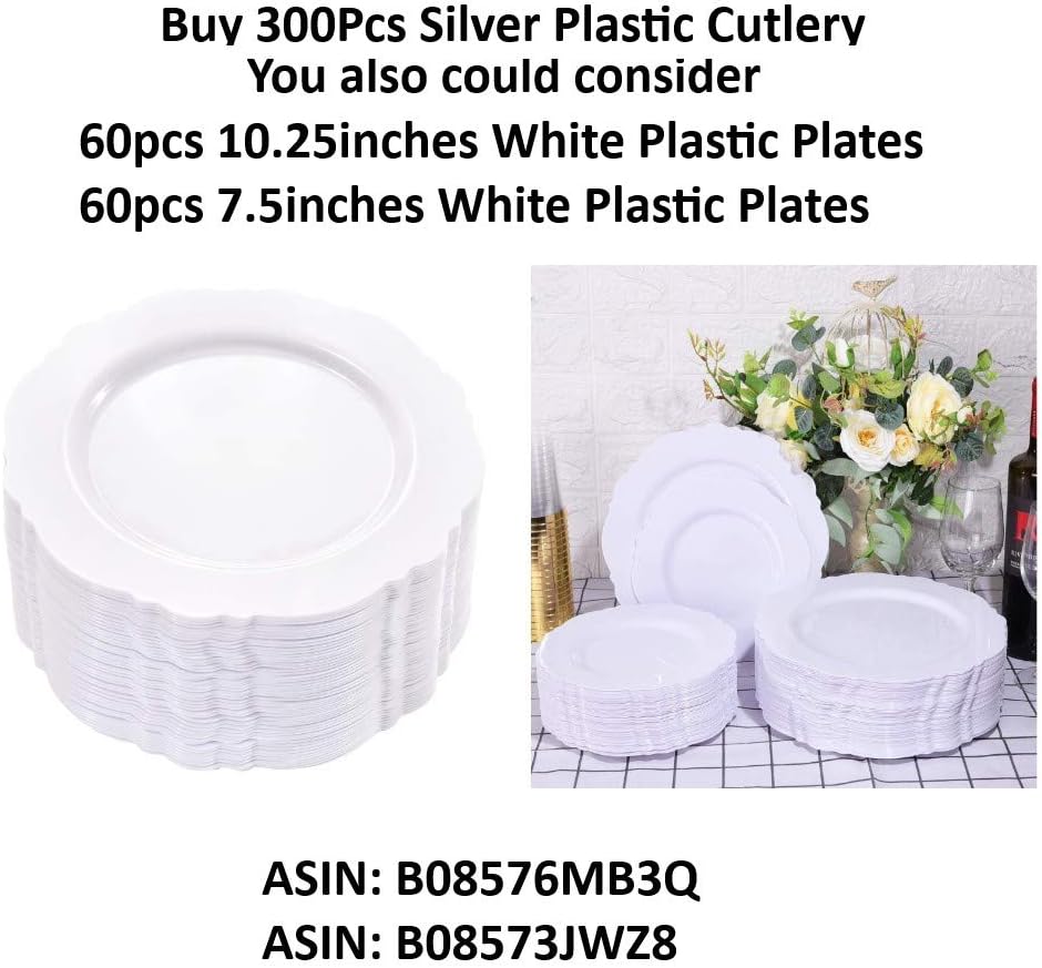 WDF300 Pieces Gold Plastic Silverware - Heavy Duty Disposable Gold Cutlery Set Plastic Gold Silverware Set Plastic Includes 100 Forks, 100 Spoons, 100 Knives