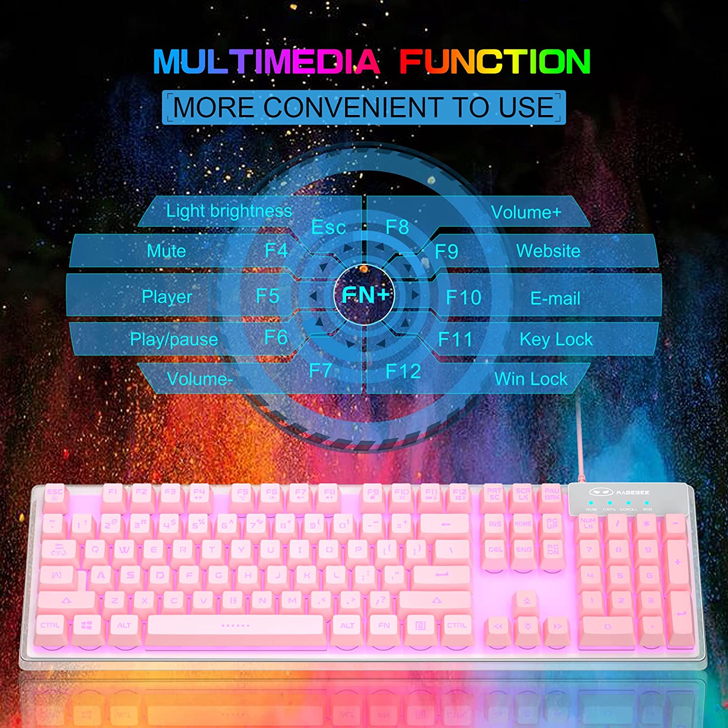 Gaming Keyboard and Mouse Combo, K1 RGB LED Backlit Keyboard with 104 Key Computer PC Gaming Keyboard for PC/Laptop(White)
