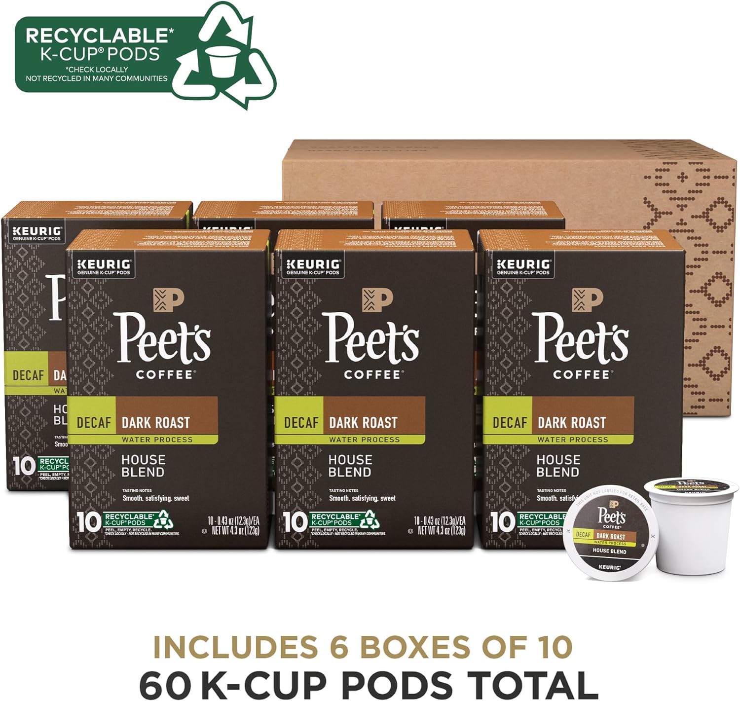 Peet's Coffee, Dark Roast K-Cup Pods for Keurig Brewers - Major Dickason's Blend 75 Count (1 Box of 75 K-Cup Pods)