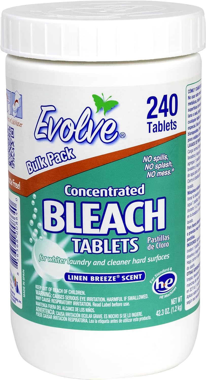Evolve Concentrated Bleach Tablet Bulk Size 240 Tablets 1 Pack Original Scent