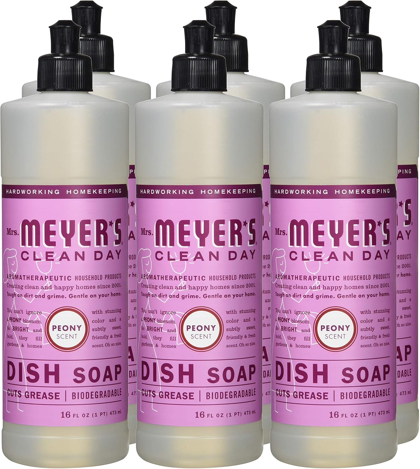 MRS. MEYER'S CLEAN DAY Liquid Dish Soap, Biodegradable Formula, Basil, 16 fl. oz - Pack of 3
