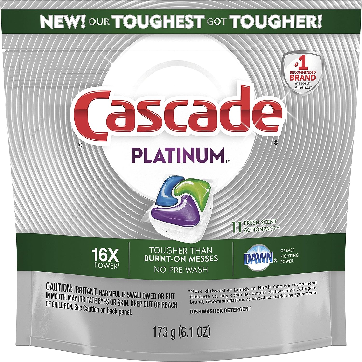 Cascade Platinum Dishwasher Pods, Dishwasher Detergent, Dishwasher Pod, Dishwasher Soap Pod, Actionpacs Dish Washing Pod, Lemon, 62 Count Dishwasher Detergent Pods