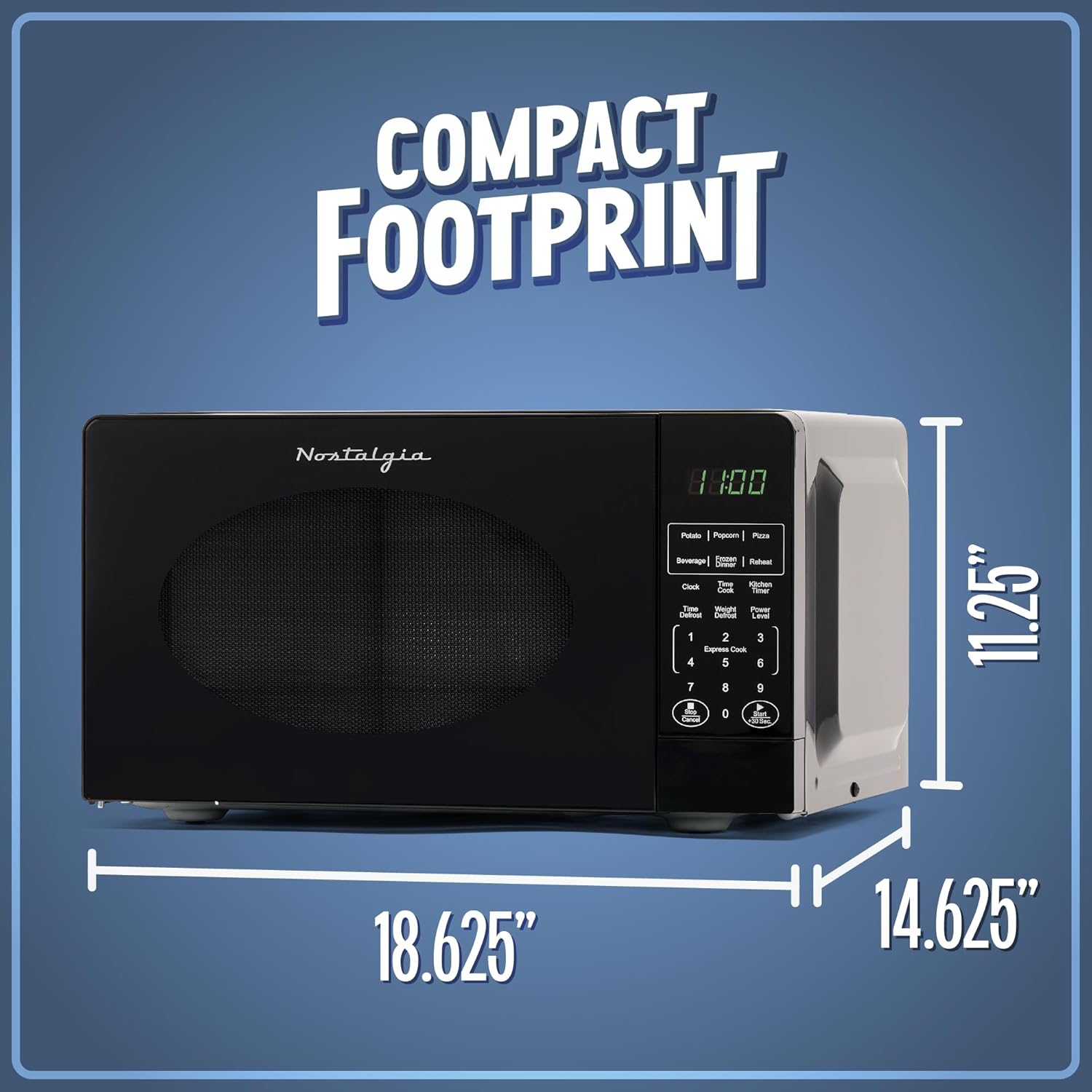 Nostalgia Retro Compact Countertop Microwave Oven - 0.7 Cu. Ft. - 700-Watts with LED Digital Display - Child Lock - Easy Clean Interior - Aqua