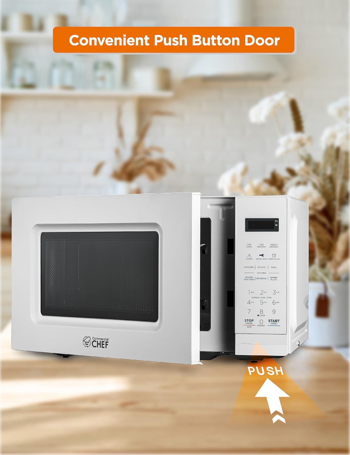 COMMERCIAL CHEF 0.6 Cubic Foot Microwave with 6 Power Levels, Small Microwave with Grip Handle, 700W Countertop Microwave with 30 Minute Timer and Mechanical Dial Controls, White