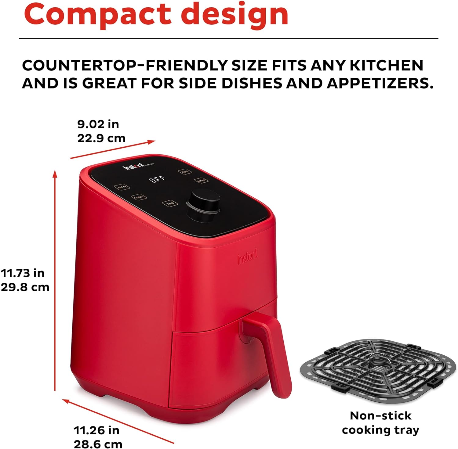 Instant Vortex 2QT Mini Air Fryer, Small Air fryer that Crisps, Reheats, Bakes, Roasts for Quick Easy Meals, Includes over 100 In-App Recipes, is Dishwasher-Safe, from the Makers of Instant Pot, Black