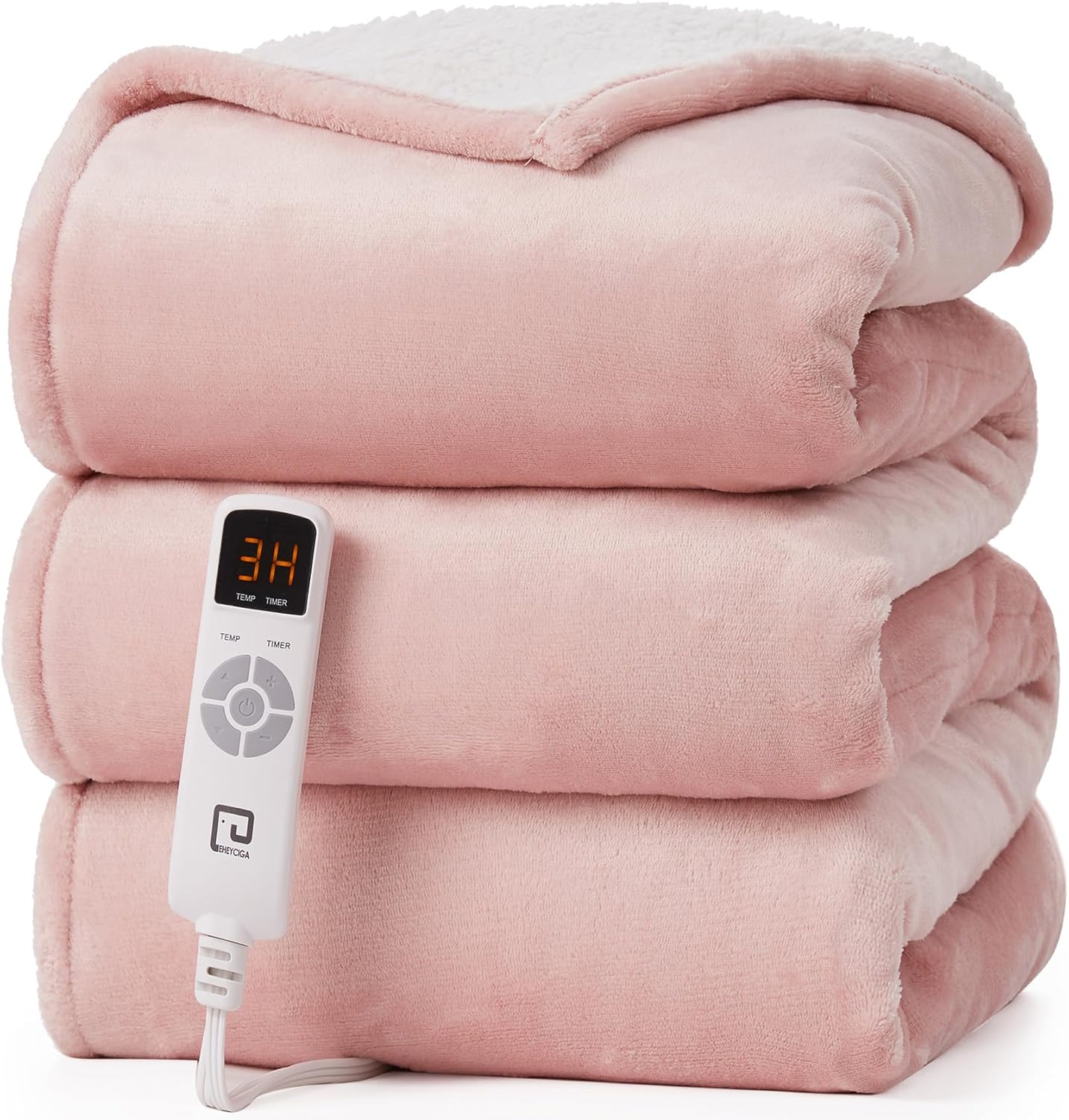 EHEYCIGA Heated Blanket Electric Blanket Throw - Heating Blanket with 9 Heating Levels & 10 Hours Auto Off, Soft Cozy Sherpa Washable Blanket with Fast Heating, 50 x 60 Inches
