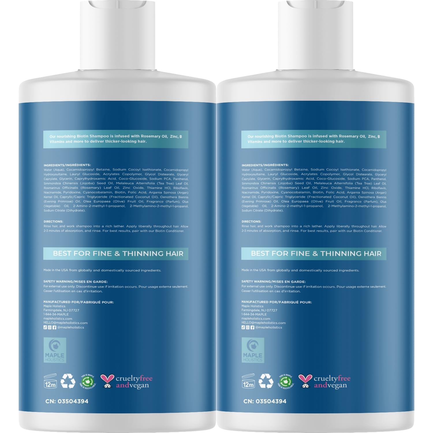 Rosemary and Biotin Shampoo for Thinning Hair - Vegan Volumizing Shampoo for Fine Hair with Argan and Tea Tree Oil - Paraben Silicone and Sulfate Free Shampoo for Dry Damaged Weak and Thin Hair Care