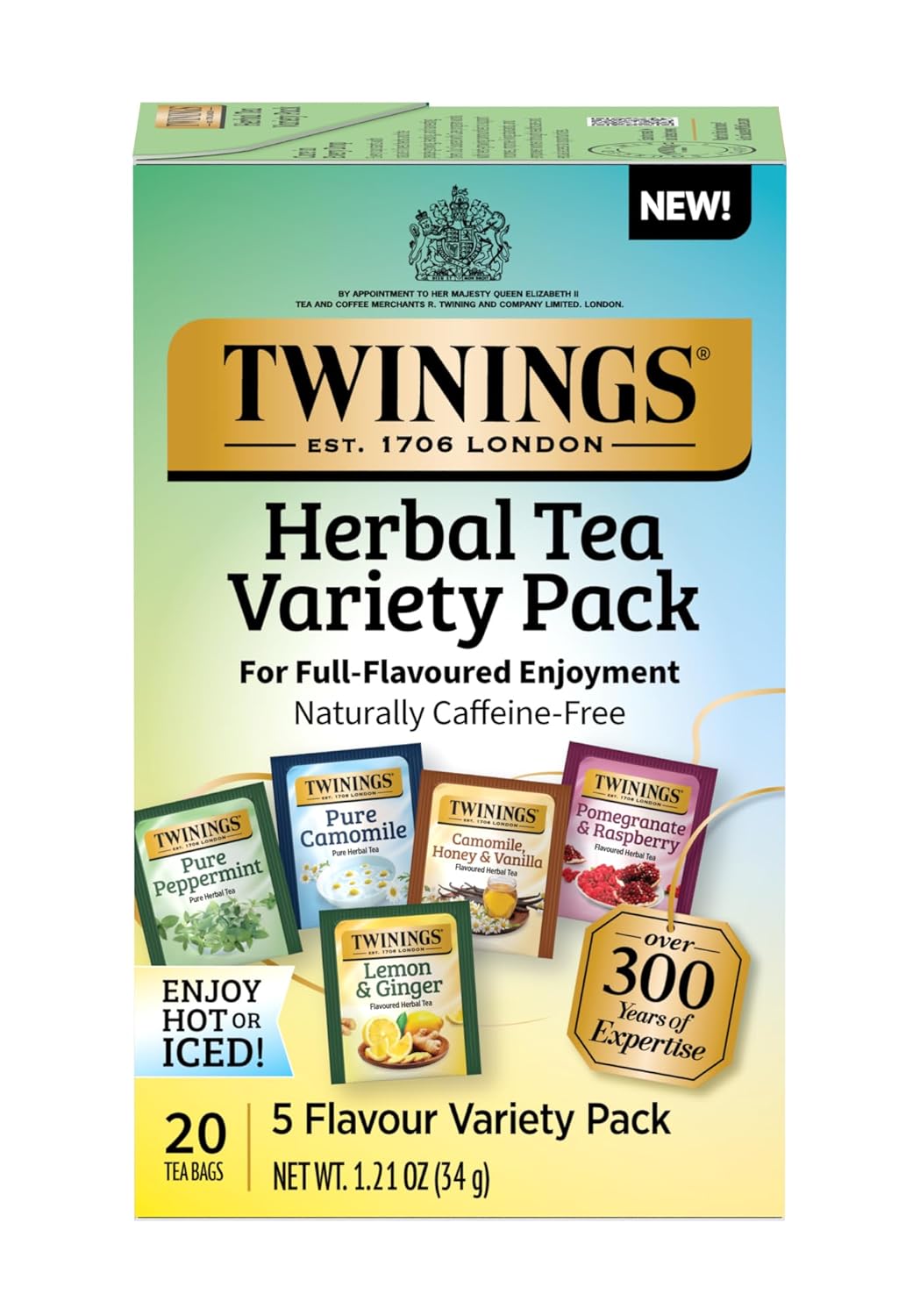 Twinings English Breakfast Black Tea Individually Wrapped Bags, 100 Count (Pack of 1), Smooth, Flavourful, and Robust, Caffeinated, Enjoy Hot or Iced | Packaging May Vary