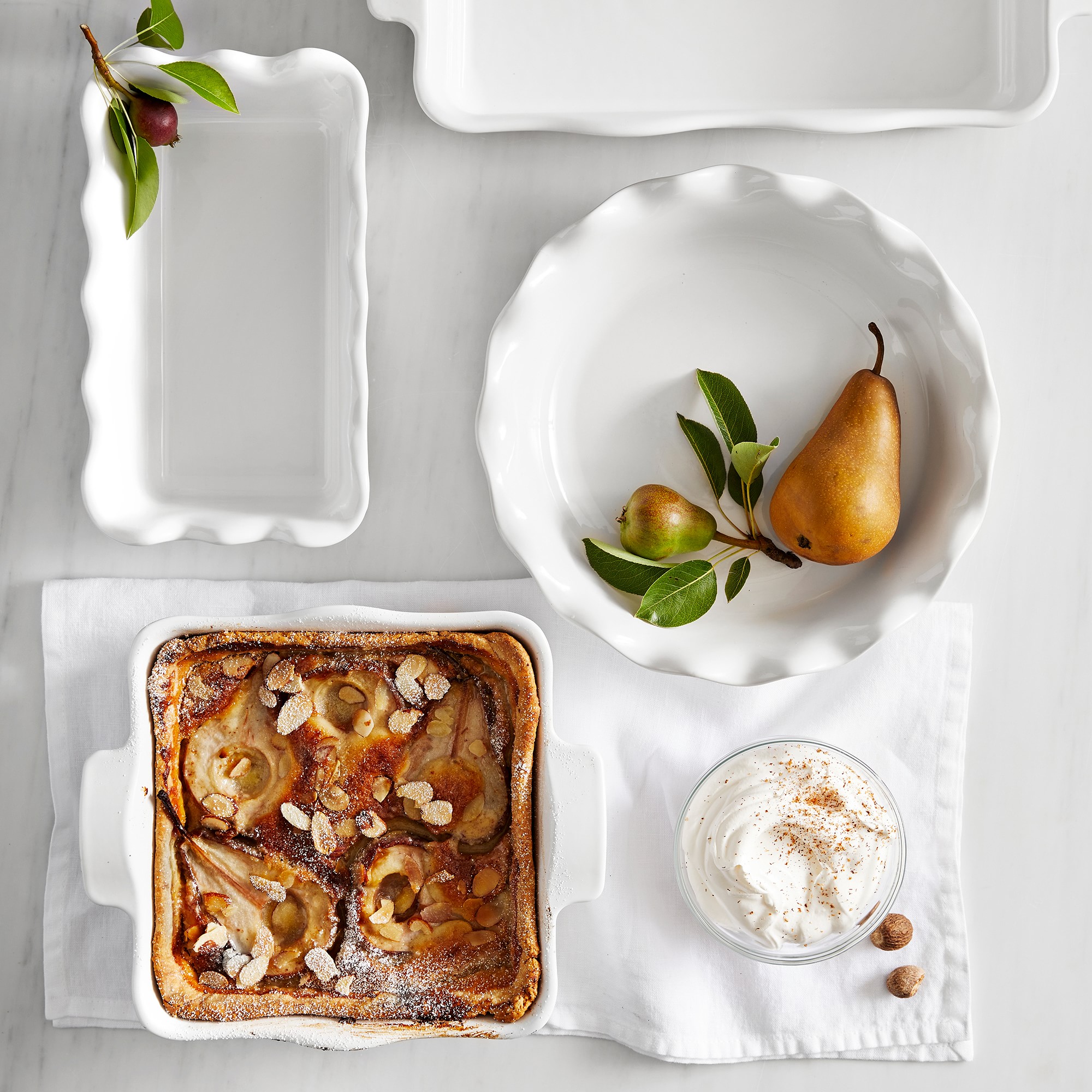 Emile Henry French Ceramic Ruffled Square Baker, 2-Qt.