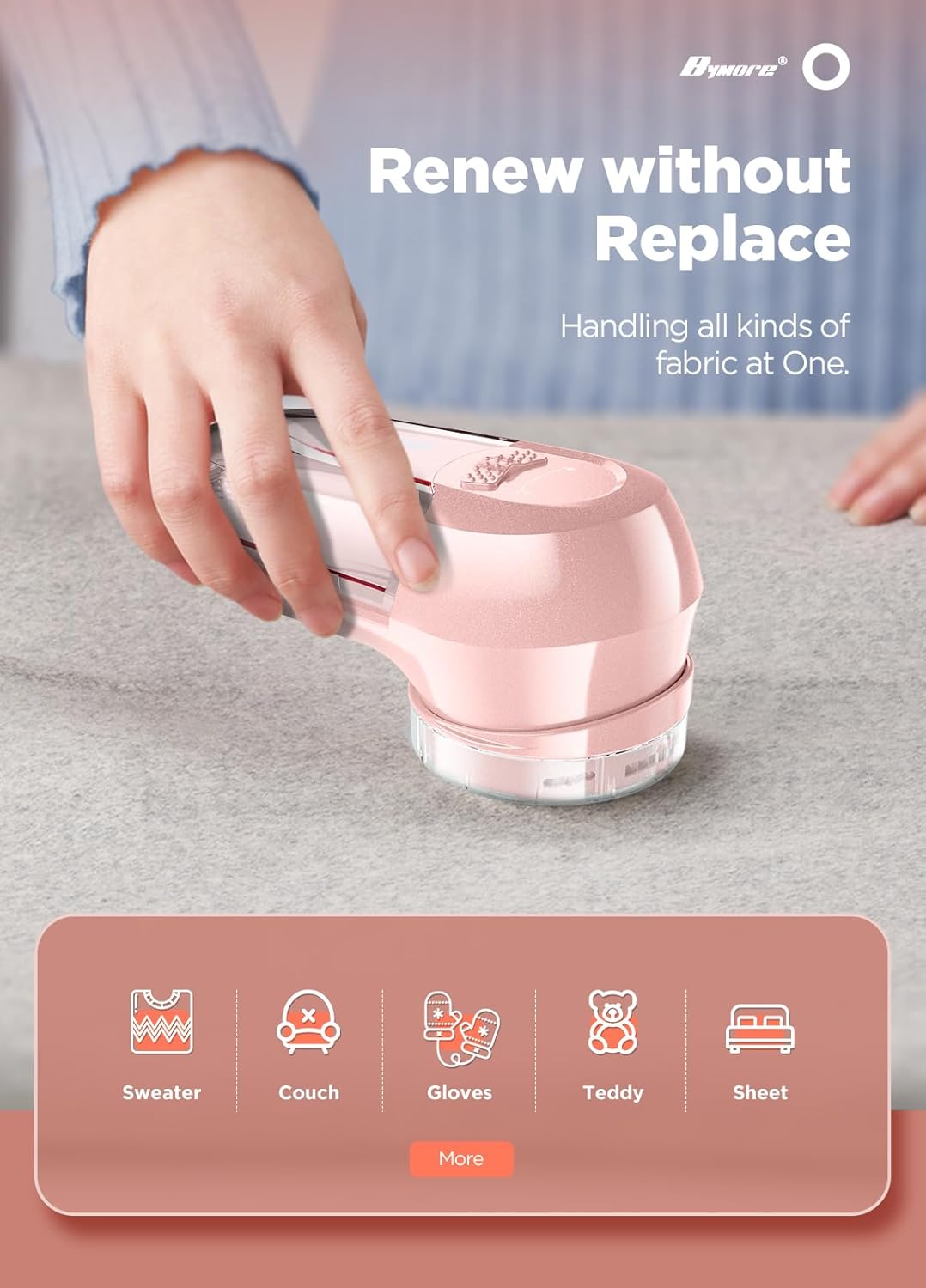 Bymore Fabric Shaver, Lint Remover, Lint Shaver Defuzzer Sweater Shaver for Clothes and Furniture AC Adapter or Battery Operated Pill Fuzz Remover