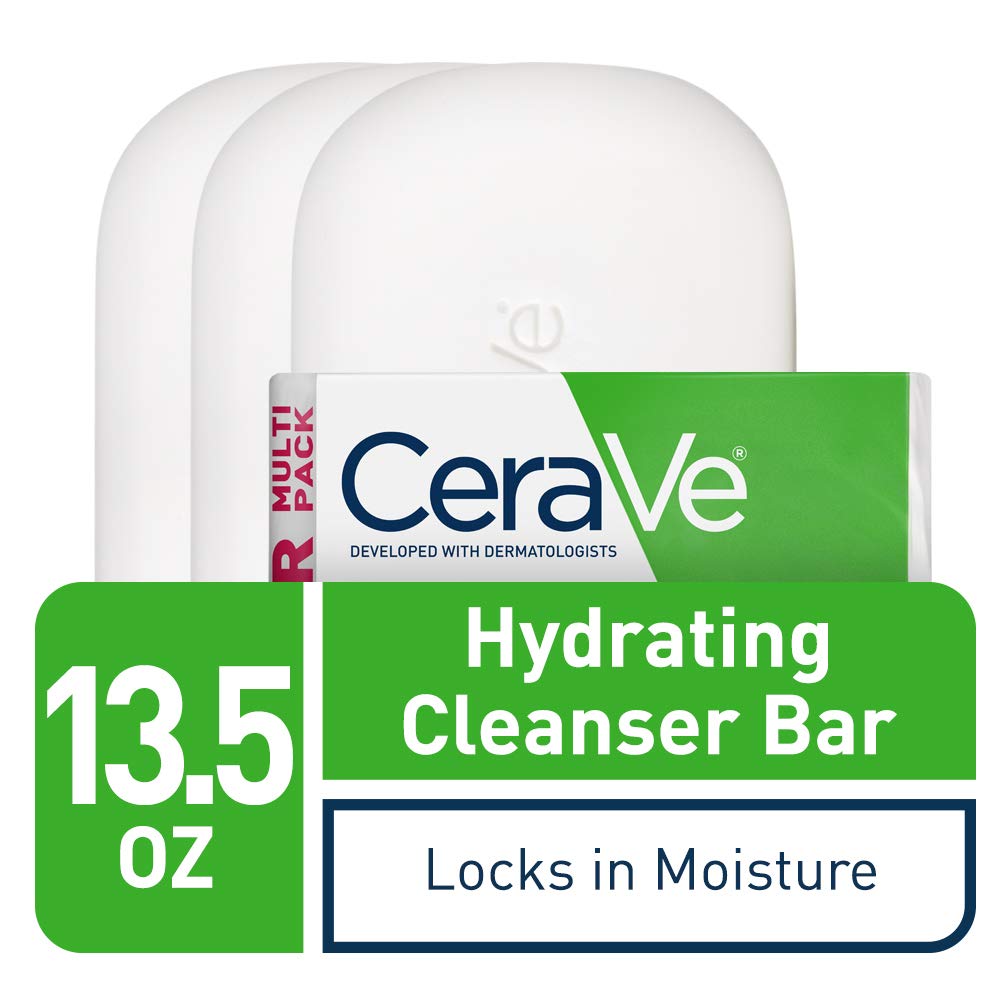 CeraVe Hydrating Cleanser Bar | Soap-Free Body and Facial Cleanser with 5% Cerave Moisturizing Cream | Fragrance-Free |2-Pack, 4.5 Ounce Each