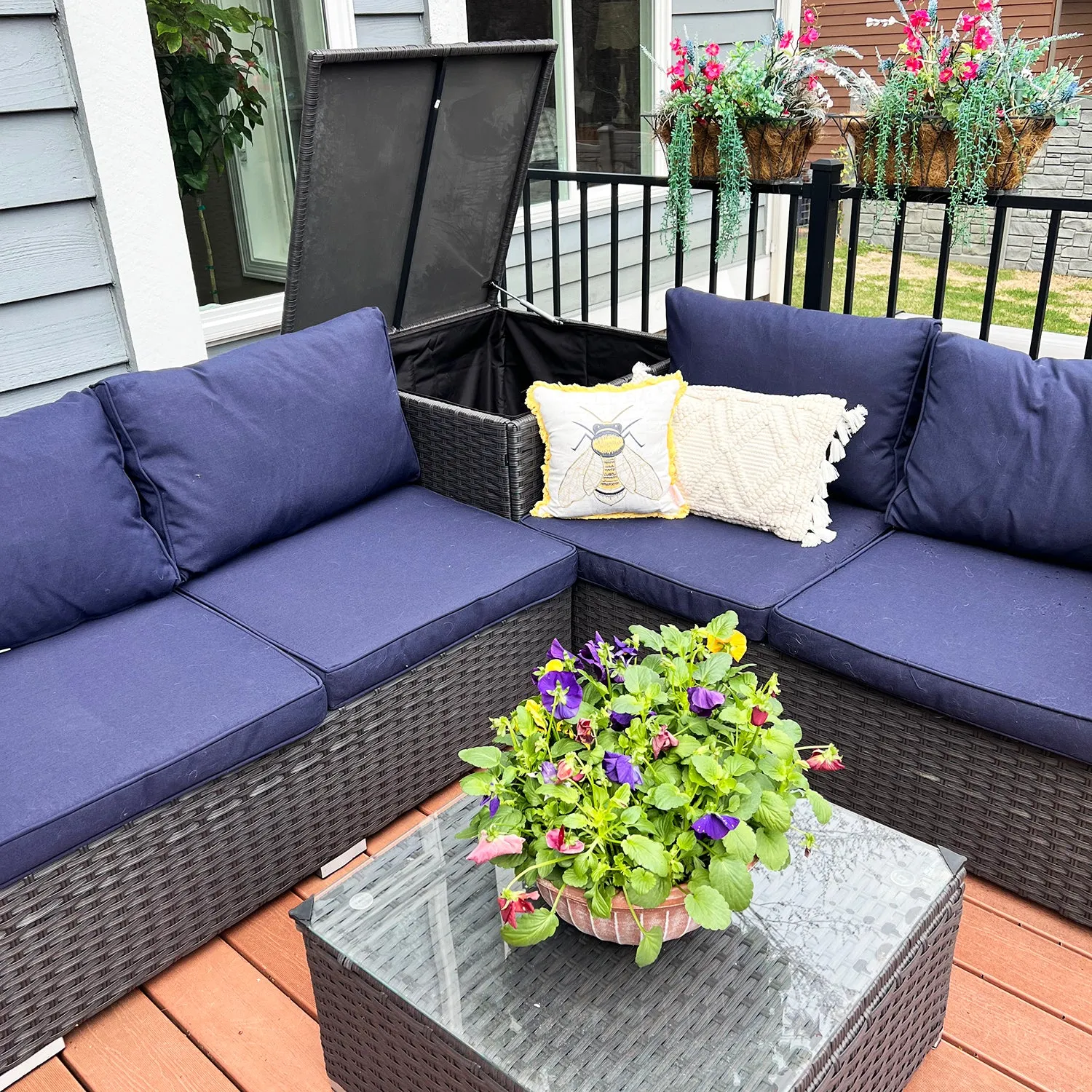 4-Piece Outdoor Wicker Sectional Sofa Set With Cushions