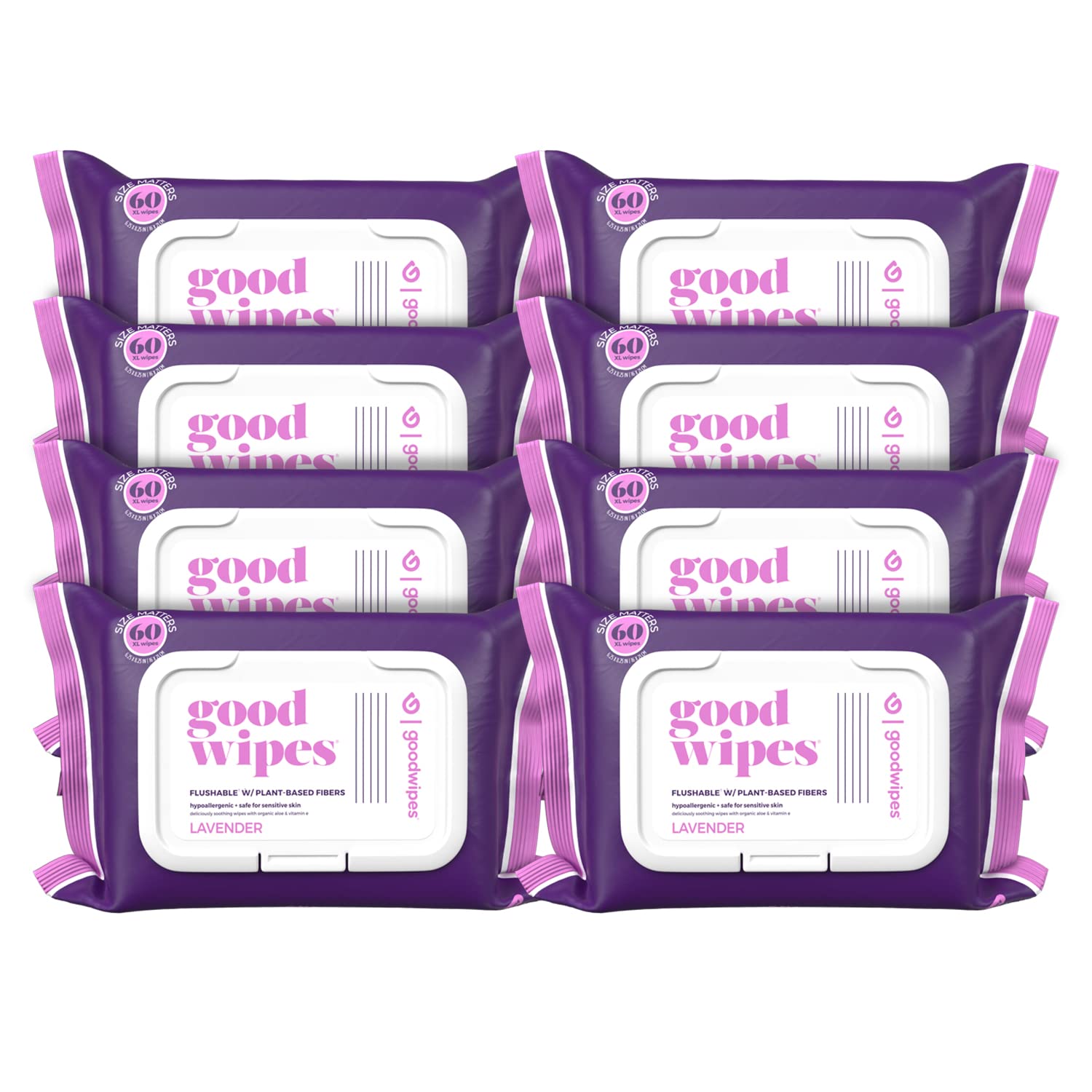 Goodwipes Flushable Butt Wipes Made w/Soothing Botanicals & Aloe – Soft & Gentle Wet Wipe Dispenser for Home Use, Septic & Sewer Safe – Largest Adult Toilet Wipes – Lavender, 360 count (6 packs)