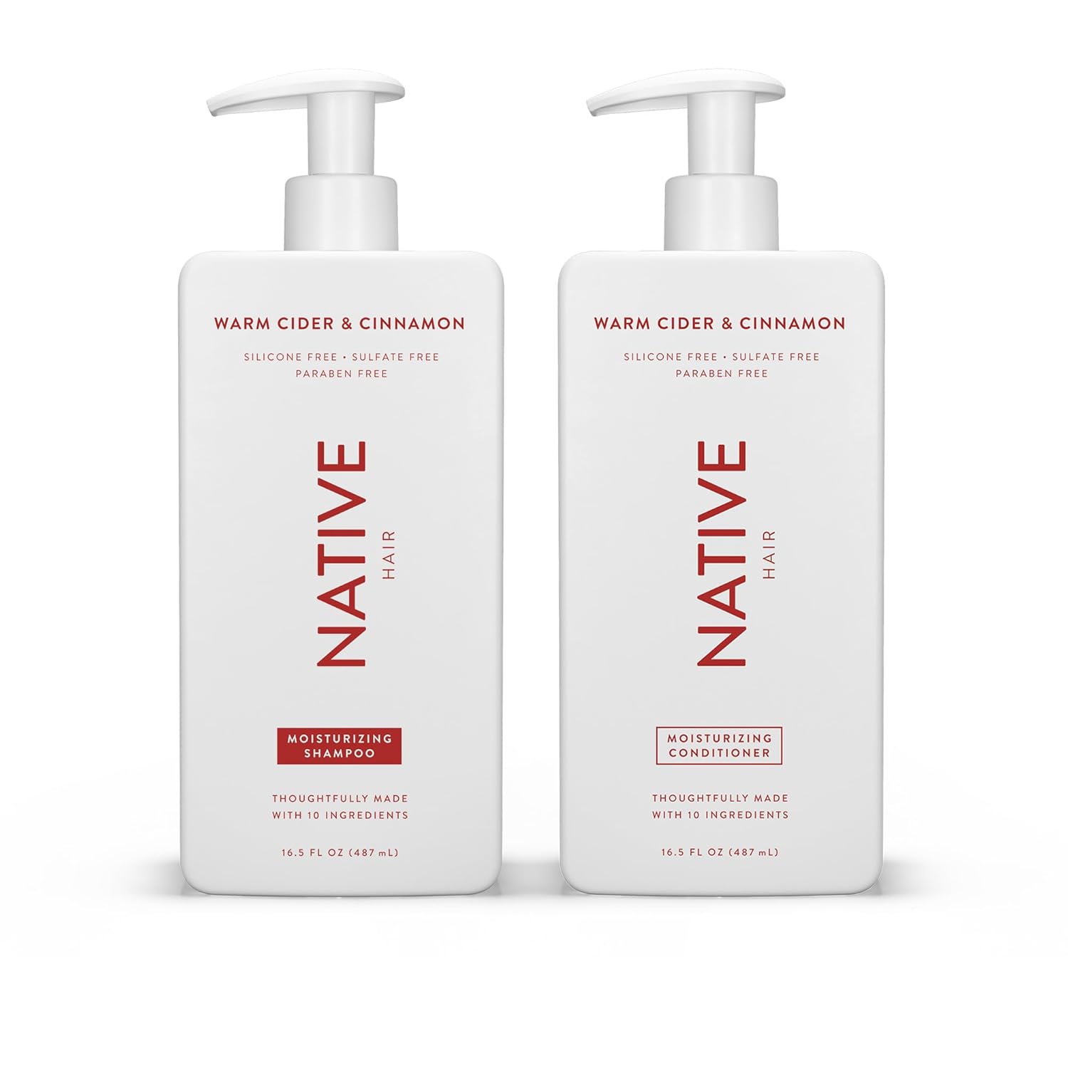 Native Shampoo and Conditioner Set | Sulfate Free, Paraben Free, Dye Free, with Naturally Derived Clean Ingredients| 16.5 oz (Coconut & Vanilla, Moisturizing), 2, 1.3 ounces