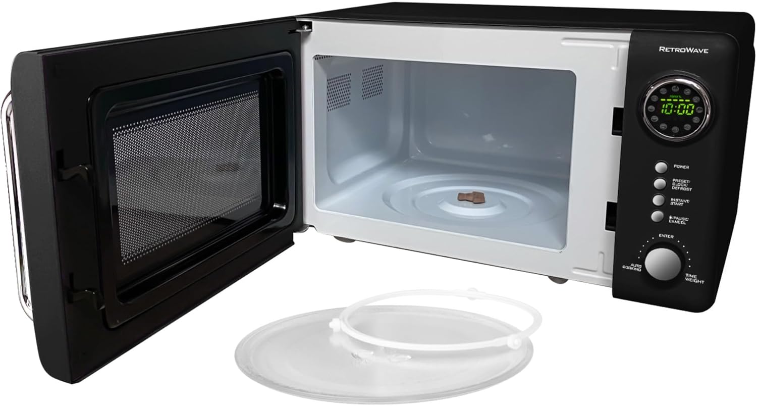 Nostalgia Retro Compact Countertop Microwave Oven - 0.7 Cu. Ft. - 700-Watts with LED Digital Display - Child Lock - Easy Clean Interior - Aqua