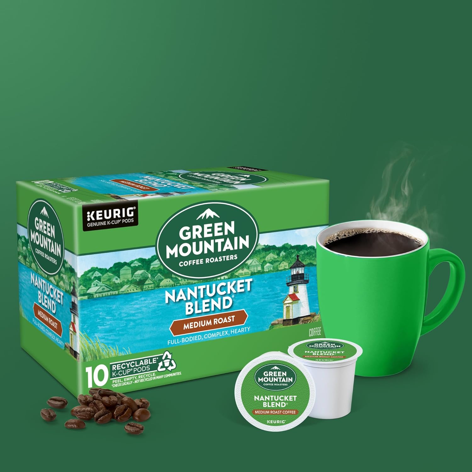 Green Mountain Coffee Roasters Half Caff Keurig Single-Serve K-Cup pods, Medium Roast Coffee, 72 Count (6 Packs of 12)