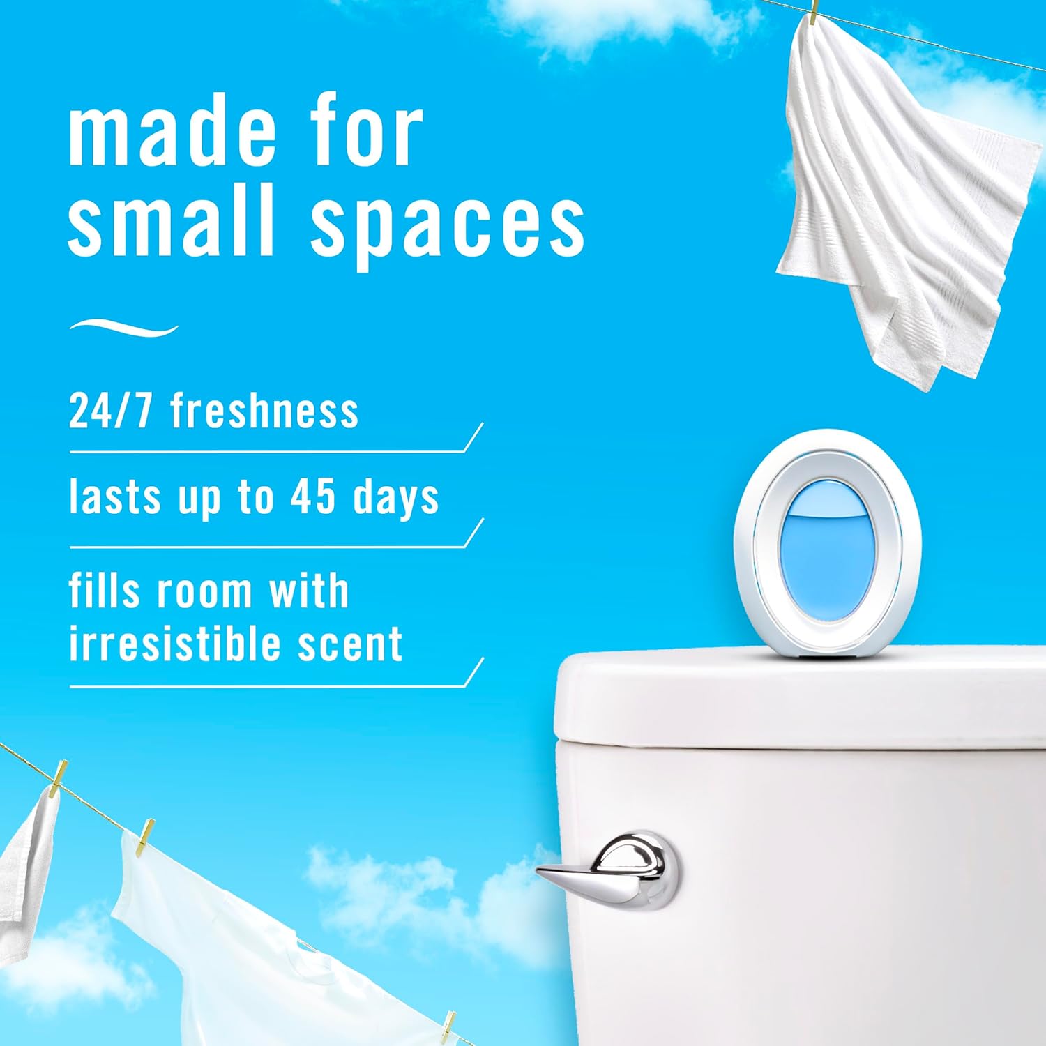 Febreze Small Spaces Air Freshener Linen & Sky, .25 fl. oz., Pack of 4