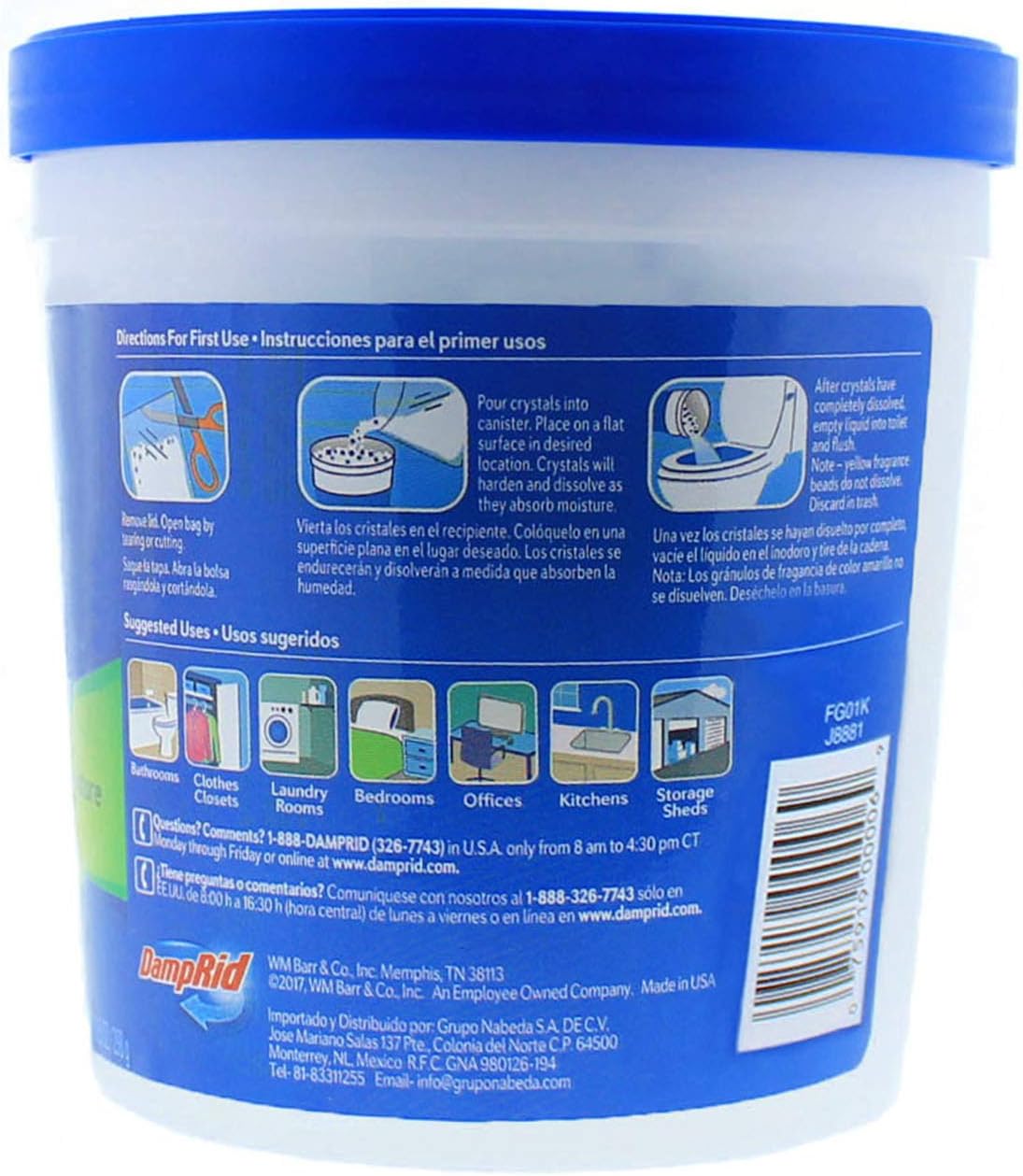 DampRid Refillable Moisture Absorber, 10.5 oz. Cups, 4 Pack, Fragrance Free, Traps Moisture for Fresher, Cleaner Air, No Electricity Required, Lasts Up To 60 Days