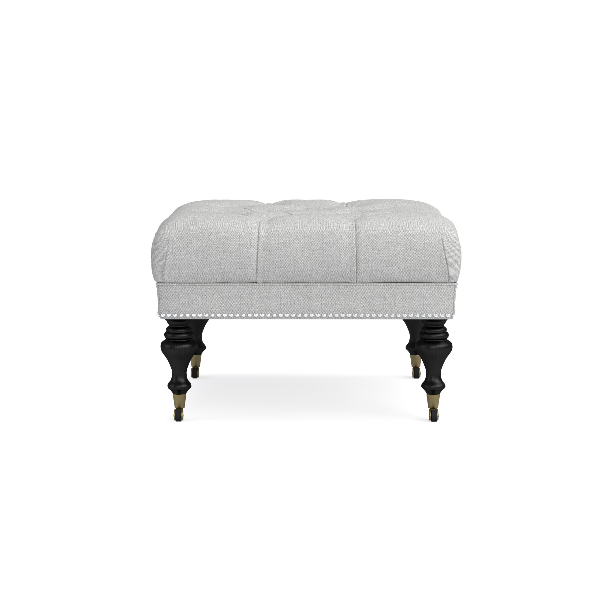 Fairfax Square Ottoman, Turned Leg with Tufted Top (26