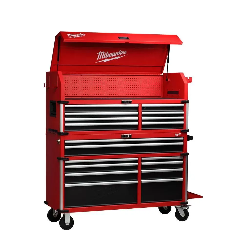 2025 Milwaukee High Capacity 56 in. Tool Chest and Roller Cabinets Combo +18V Cordless Lithium-Ion 4 Tool Combo Kit
