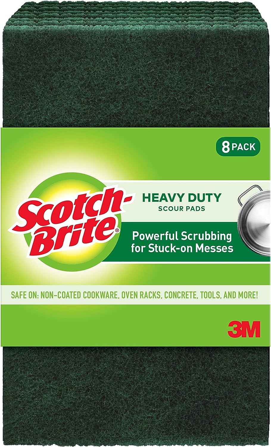 Scotch-Brite Heavy Duty Scour Pads, Great For The Kitchen, Garage and Outdoors, 8 Pads