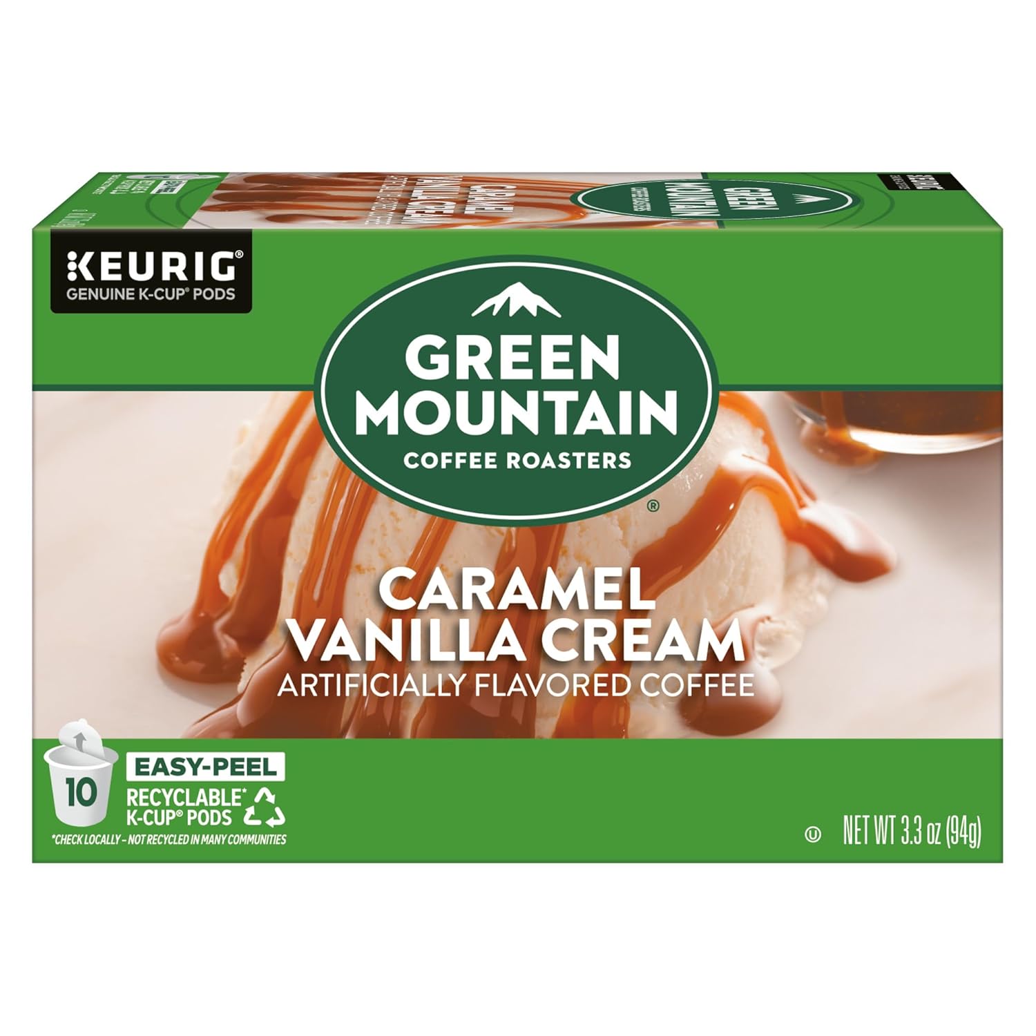 Green Mountain Coffee Roasters Caramel Vanilla Cream Keurig Single-Serve K-Cup pods, Light Roast Coffee, 72 Count (6 Packs of 12)