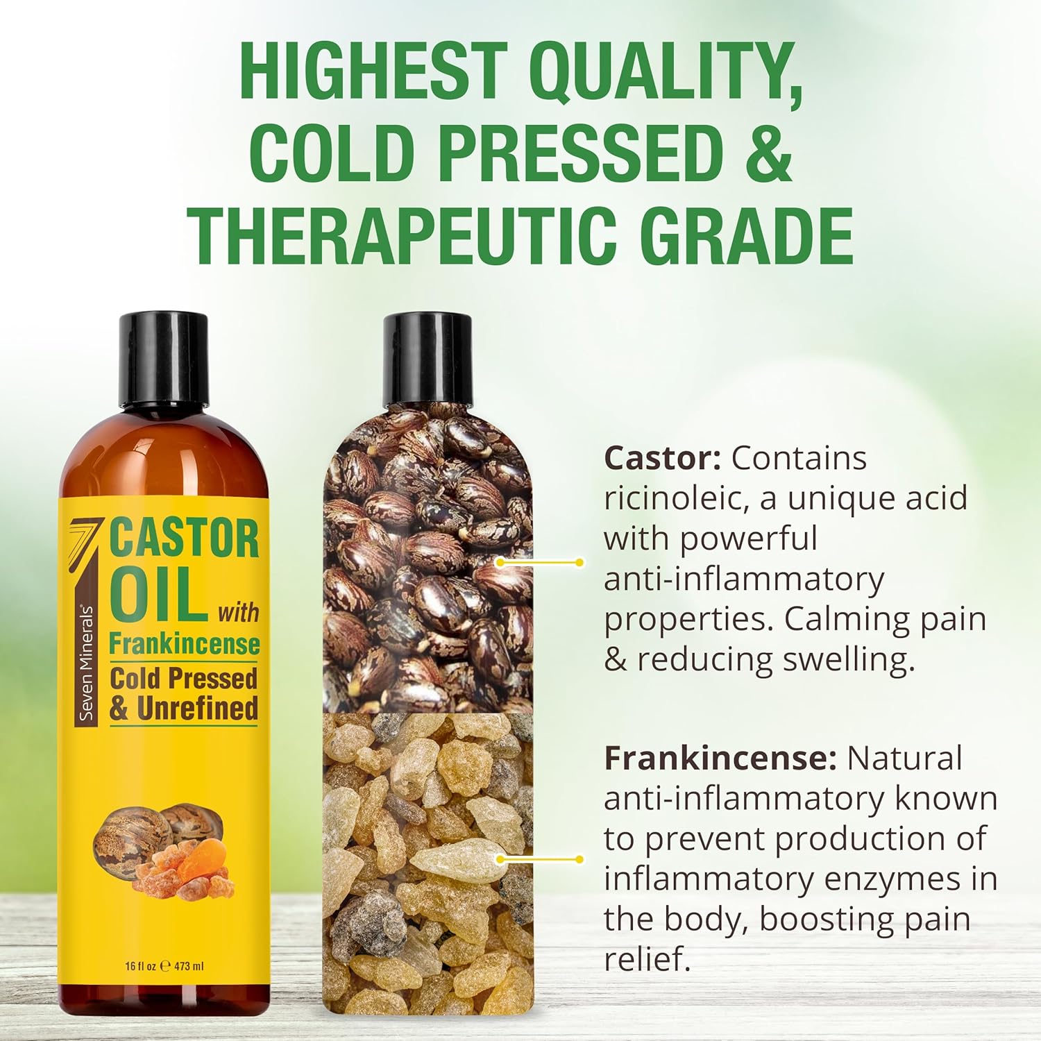 Pure Cold Pressed Castor Oil - Big 32 fl oz Bottle - Unrefined & Hexane Free - 100% Pure Castor Oil for Hair Growth, Thicker Eyelashes & Eyebrows, Dry Skin, Healing, Hair Care, Joint and Muscle Pain