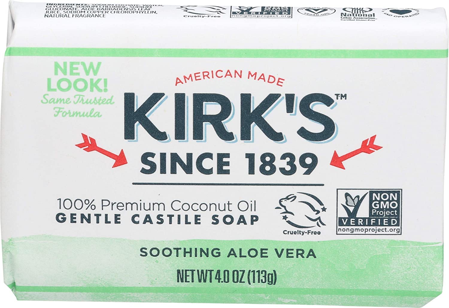 Kirk's Castile Bar Soap for Men, Women & Children - Made With Premium Coconut Oil, Sensitive Skin Formula, Vegan, Non GMO, Original Fresh Scent, 4 oz. Bars, 6 Pack