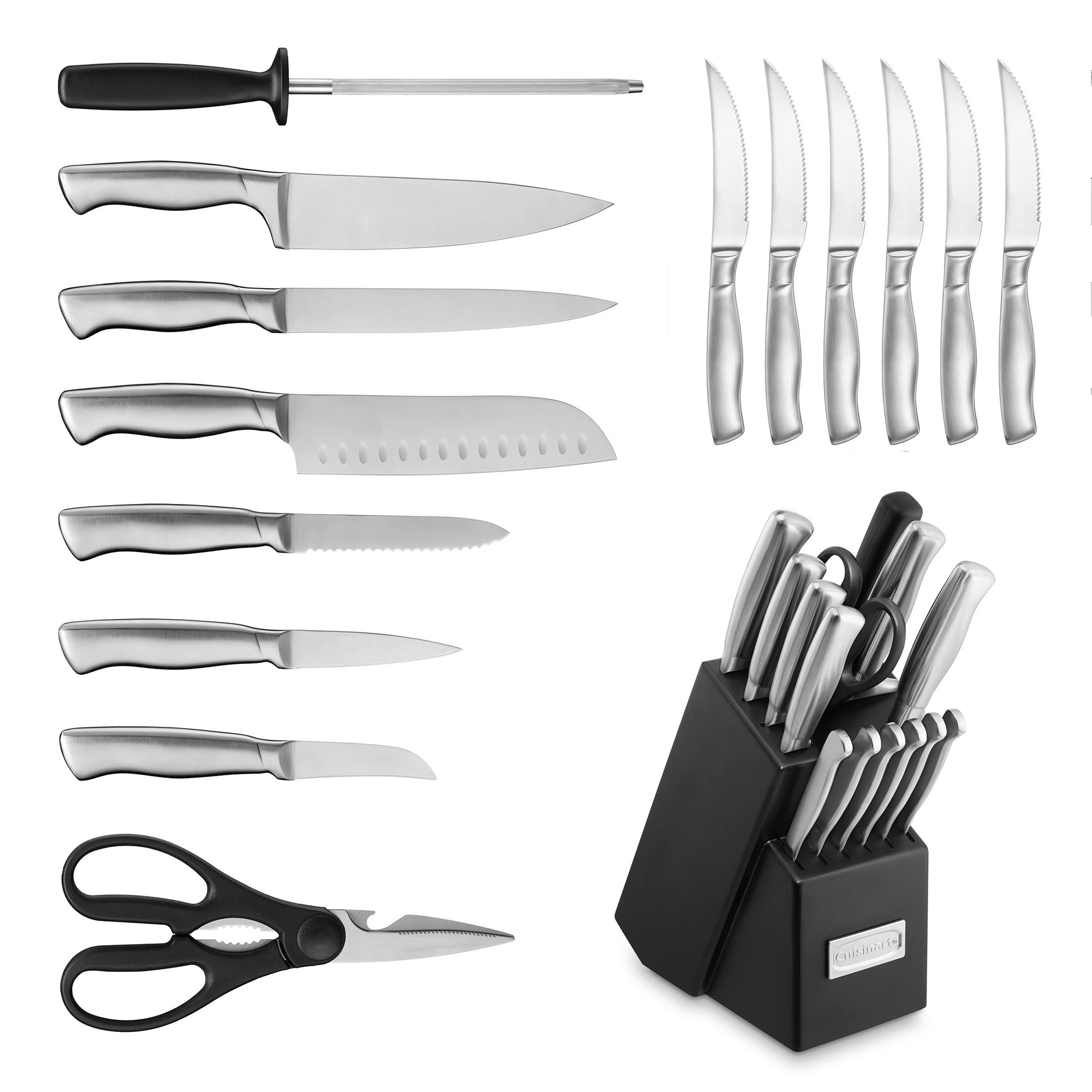 Cuisinart Stainless Steel Hollow Handle Knives, Set of 15