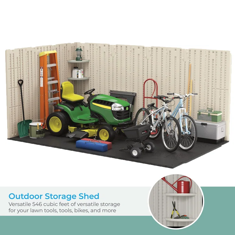 Suncast Outdoor Vanilla 8 ft. W x 10 ft. D Resin Storage Shed