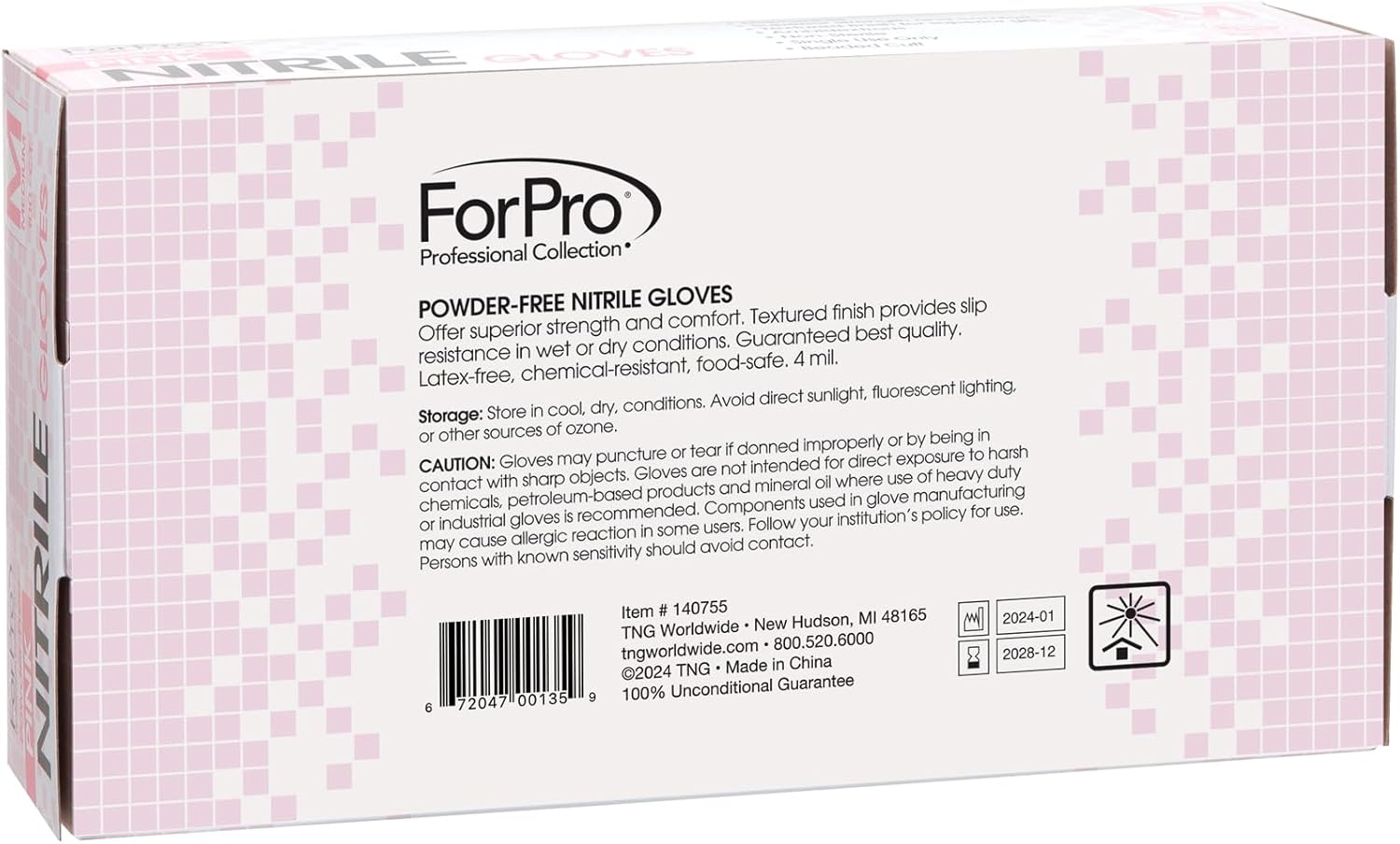 ForPro Professional Collection Disposable Nitrile Gloves, Chemical Resistant, Powder-Free, Latex-Free, Non-Sterile, Food Safe, 4 Mil, Black, Large, 100-Count