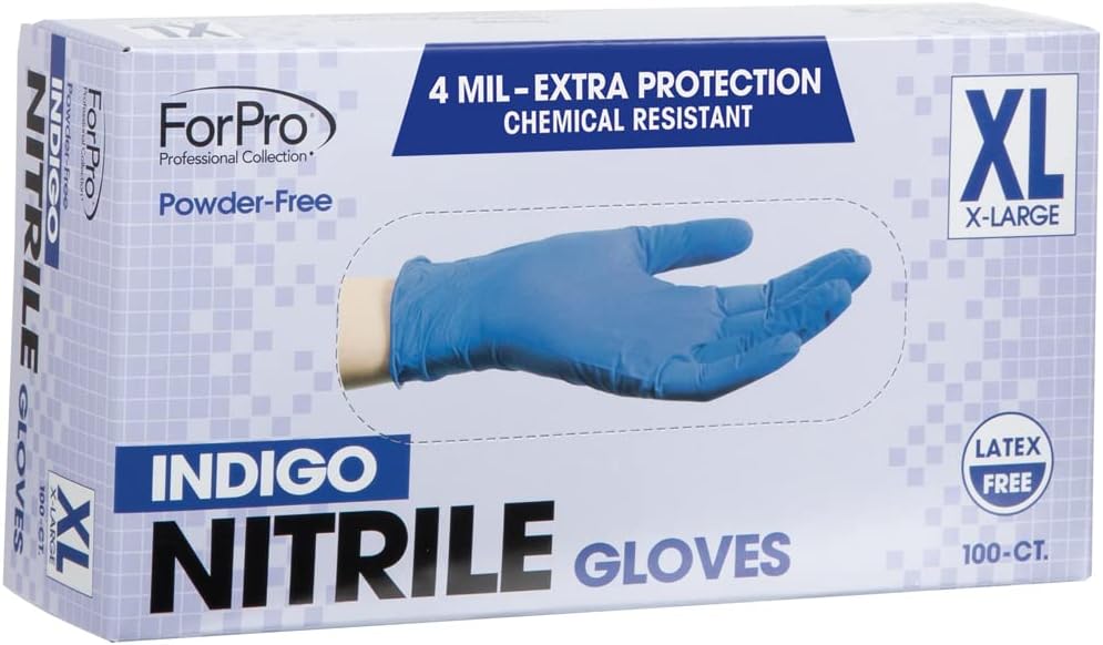ForPro Professional Collection Disposable Nitrile Gloves, Chemical Resistant, Powder-Free, Latex-Free, Non-Sterile, Food Safe, 4 Mil, Black, Large, 100-Count