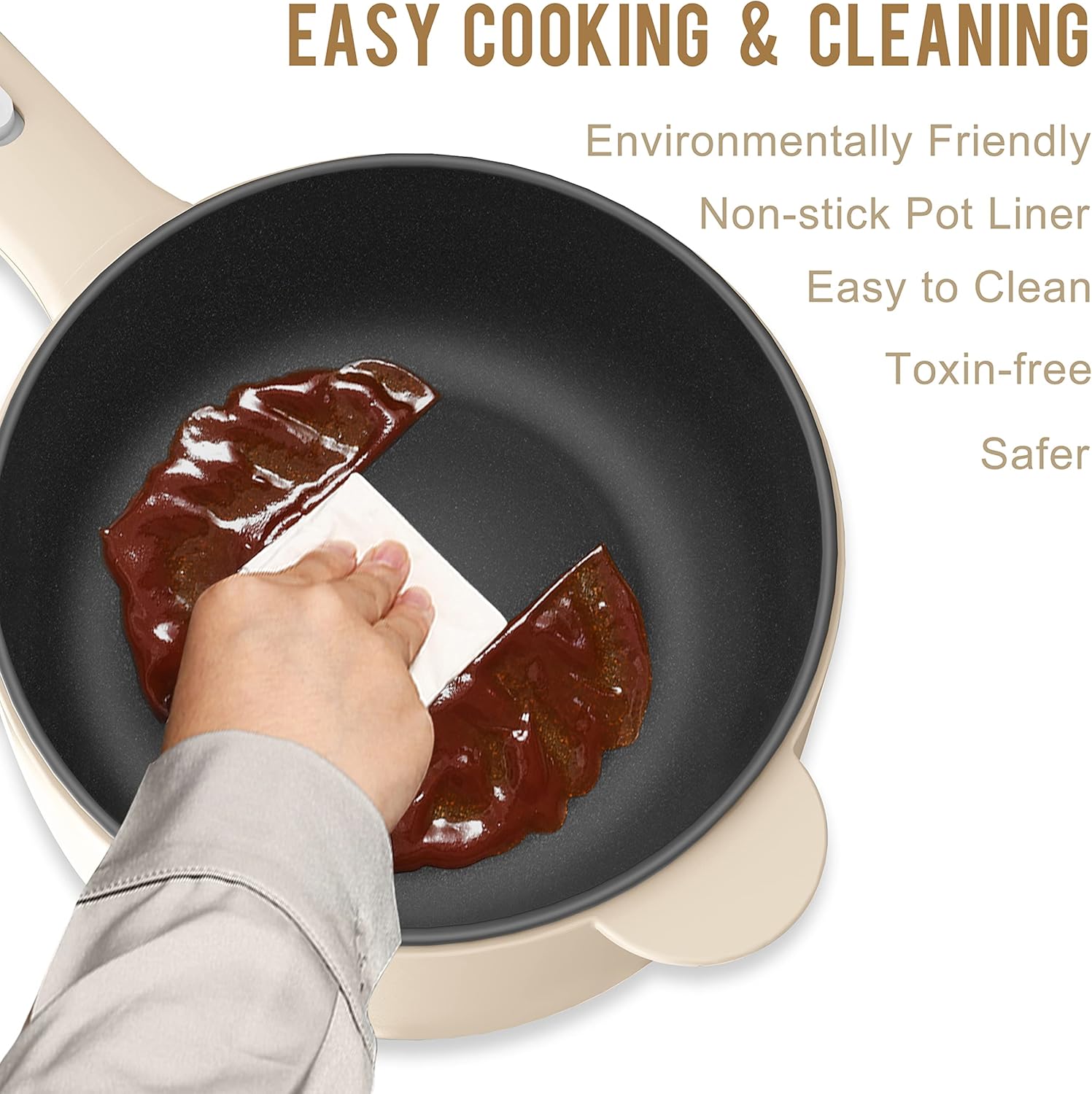 Dezin Electric Cooker, 2L Non-Stick Sauté Pan, Rapid Noodles Cooker, Mini Pot for Ramen with Power Adjustment, Dorm Room Essential (Egg Rack Included)