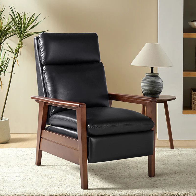 Rainer Timeless Elegance Faux Leather Solid Wood Recliner