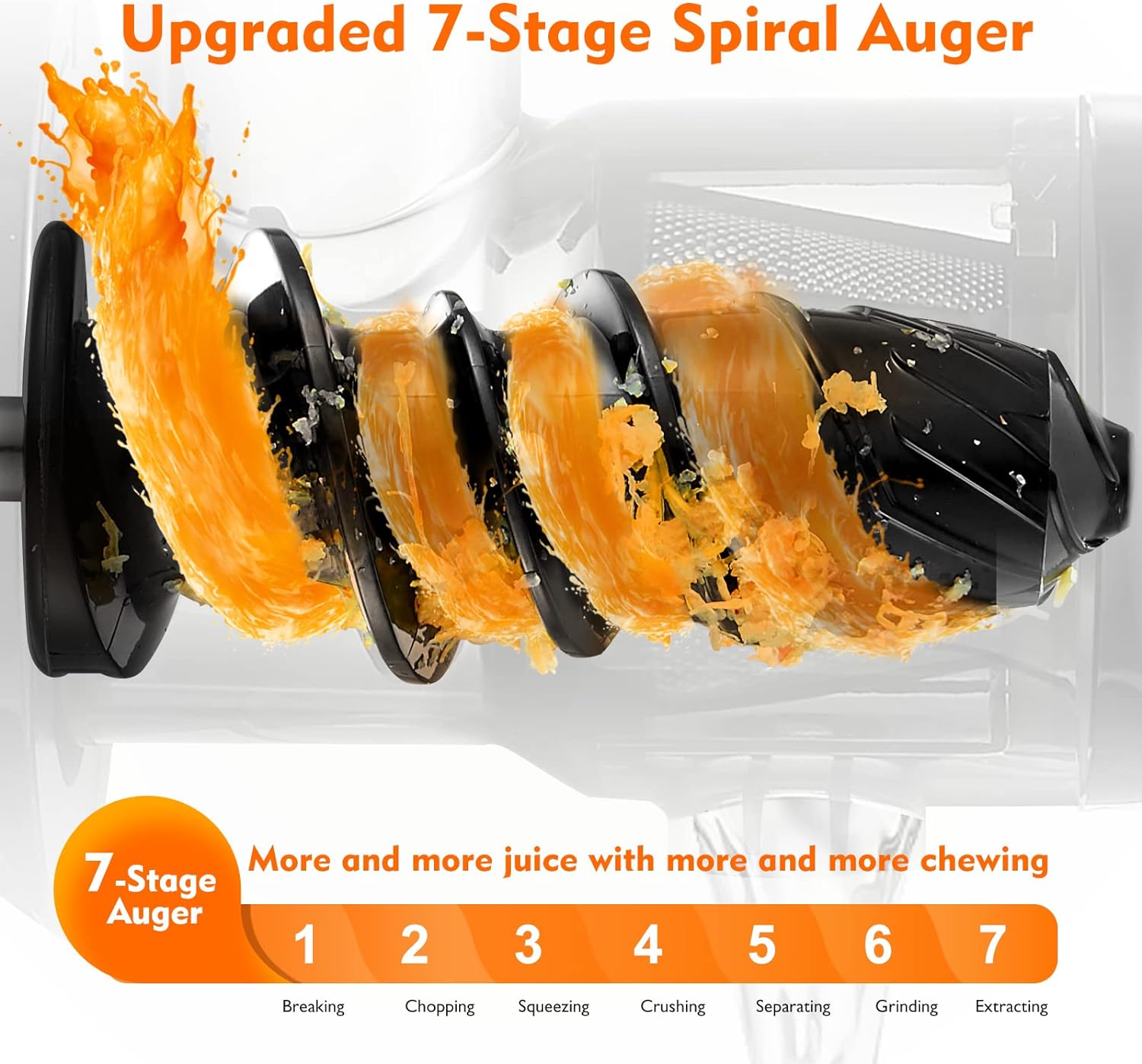 Masticating Juicer Machines, AMZCHEF Slow Cold Press Juicer with Reverse Function, High Juice Yield, Easy Clean with Brush,Recipes for High Nutrient Fruits and Vegetables, Gray(Updated)