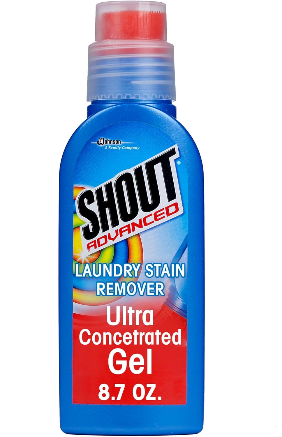 Shout Advanced Stain Remover Brush, Ultra Concentrated Gel with Built-In Scrubber Brush for Deep Set-In Stains, 8.7Oz