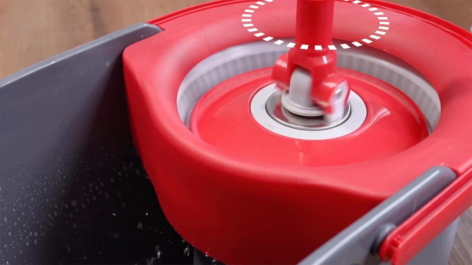 SIMPLI-MAGIC 79349 Spin Mop Cleaning System with 3 Microfiber Mop Heads, Red/GRAY,Red/Black