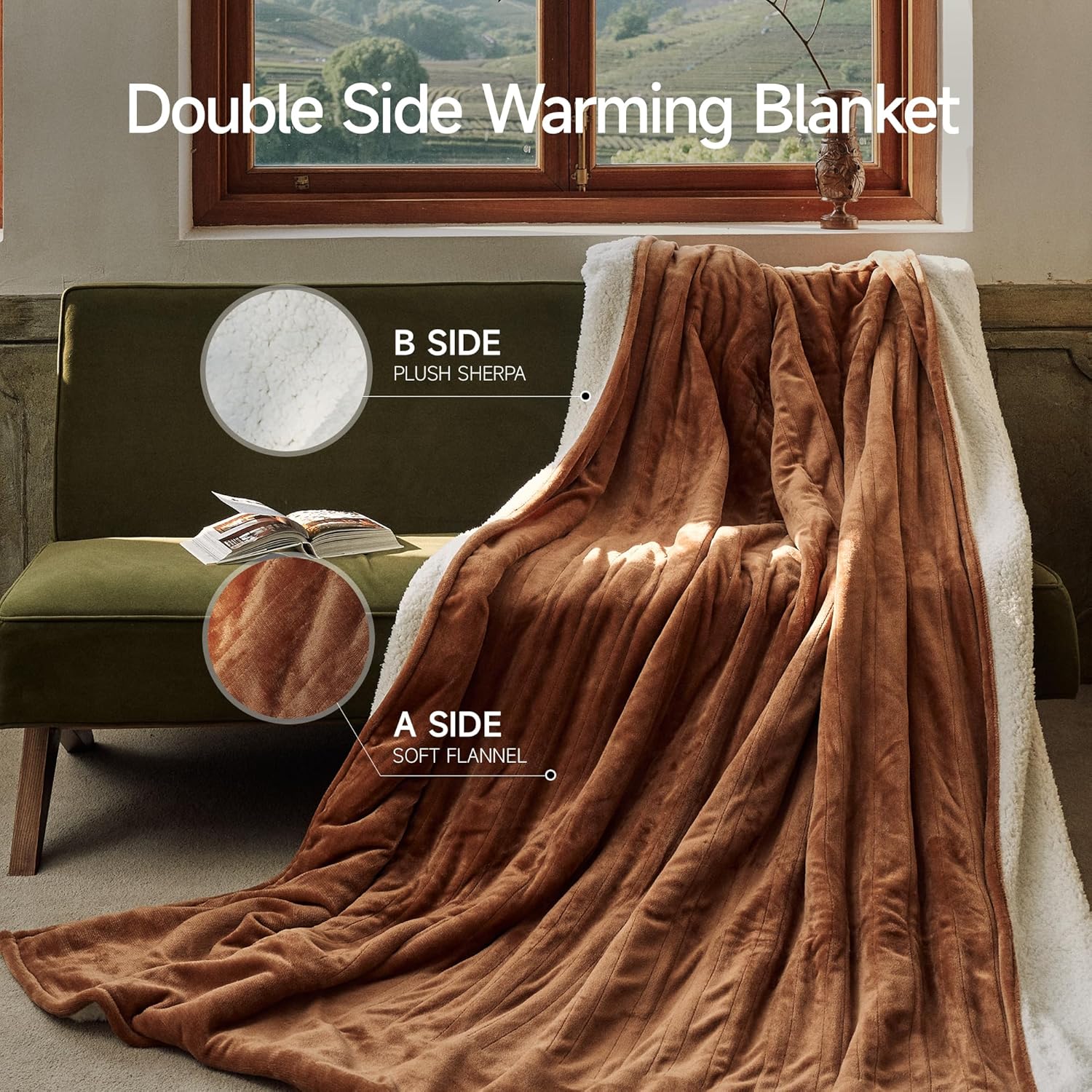 GOTCOZY Heated Blanket Electric Throw 50''X60''- Soft Silky Plush Electric Blanket with 4 Heating Level & 3 Hour Auto Off Heating Blanket, ETL Certified Machine Washable (Rose Dust)