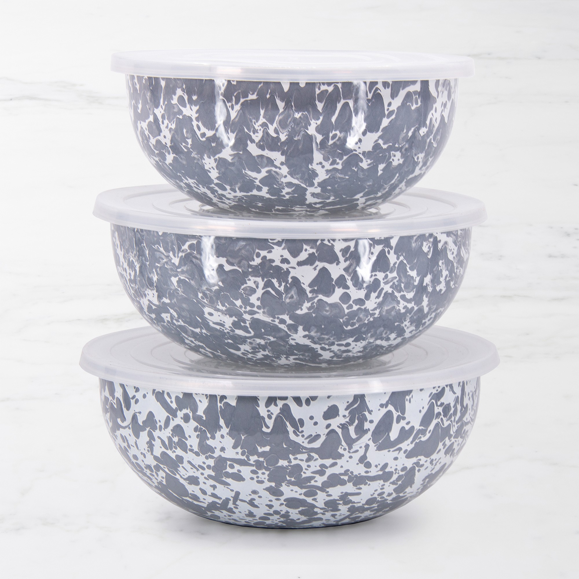 Golden Rabbit Enamel Mixing Bowls, Set of 3